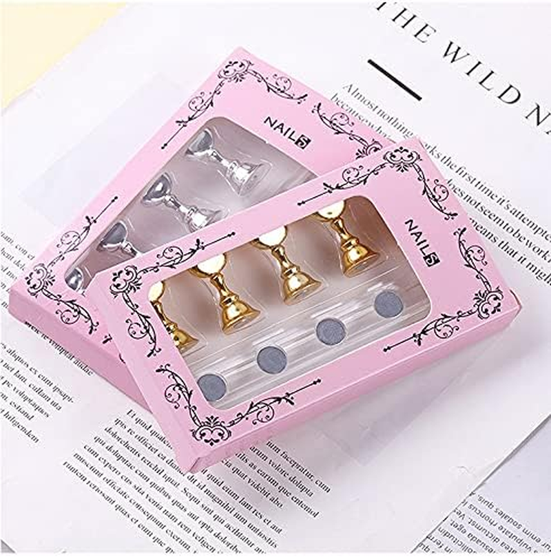 4 Sets Magnetic Nail Stand with 180 White Adhesive for Press on & Acrylic Nails, Nail Art Display Holder for Painting, False Tip Manicure, Reusable Adhesive Putty for Nail Tips & Decorations (01) image number 5