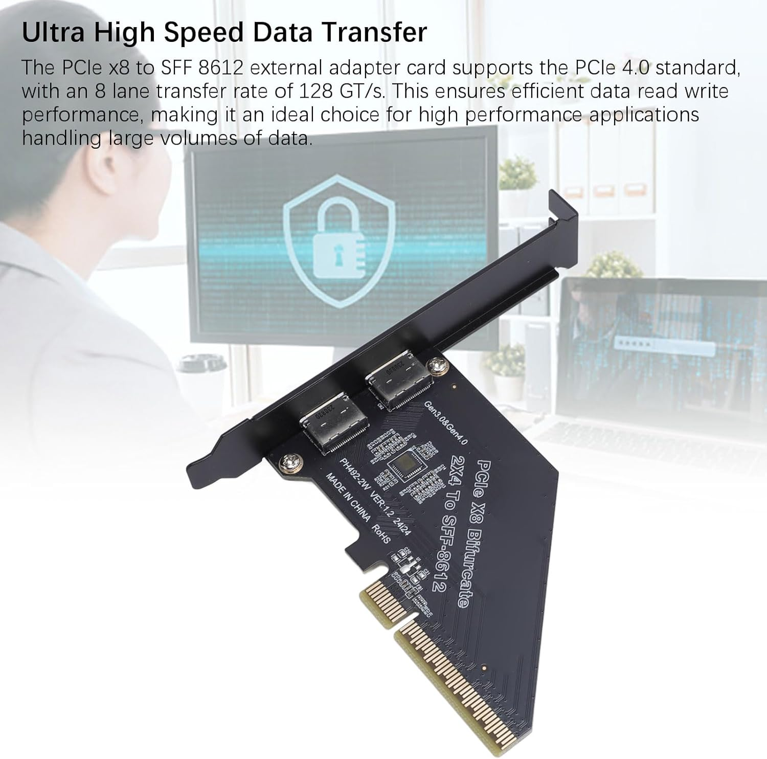 Pcie 4.0 X8 to Oculink Card, 128 Gt/S SFF 8612 External Graphics Card for Nvme SSD GPU EGPU, Oculink Adapter High Speed Transfer for OS X for Wins for Linux image number 3