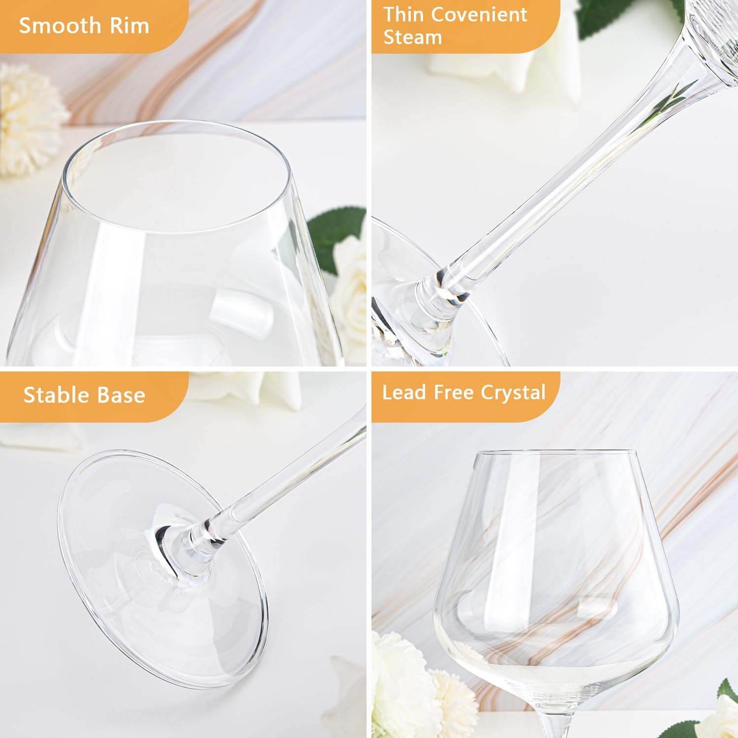 Swanfort Red Wine Glasses Set of 4, Extra Large Stemmed Wine Glasses 23 Oz, with Creative 2 in 1 Wine Stopper and Pourer, Burgundy Wine Glasses in Gift Box for Any Occasions&hellip;