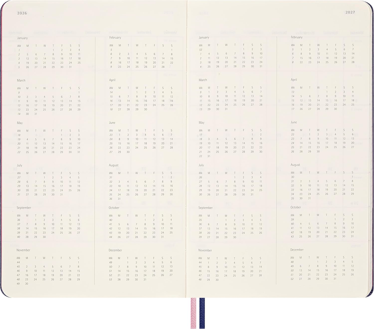 Moleskine Sakura 18 Monate Wochen Notizkalender 2025/2026, L/A5, 1 Wo = 1 Seite , Rechts Linierte Seite, Fester Einband, Liniert image number 2