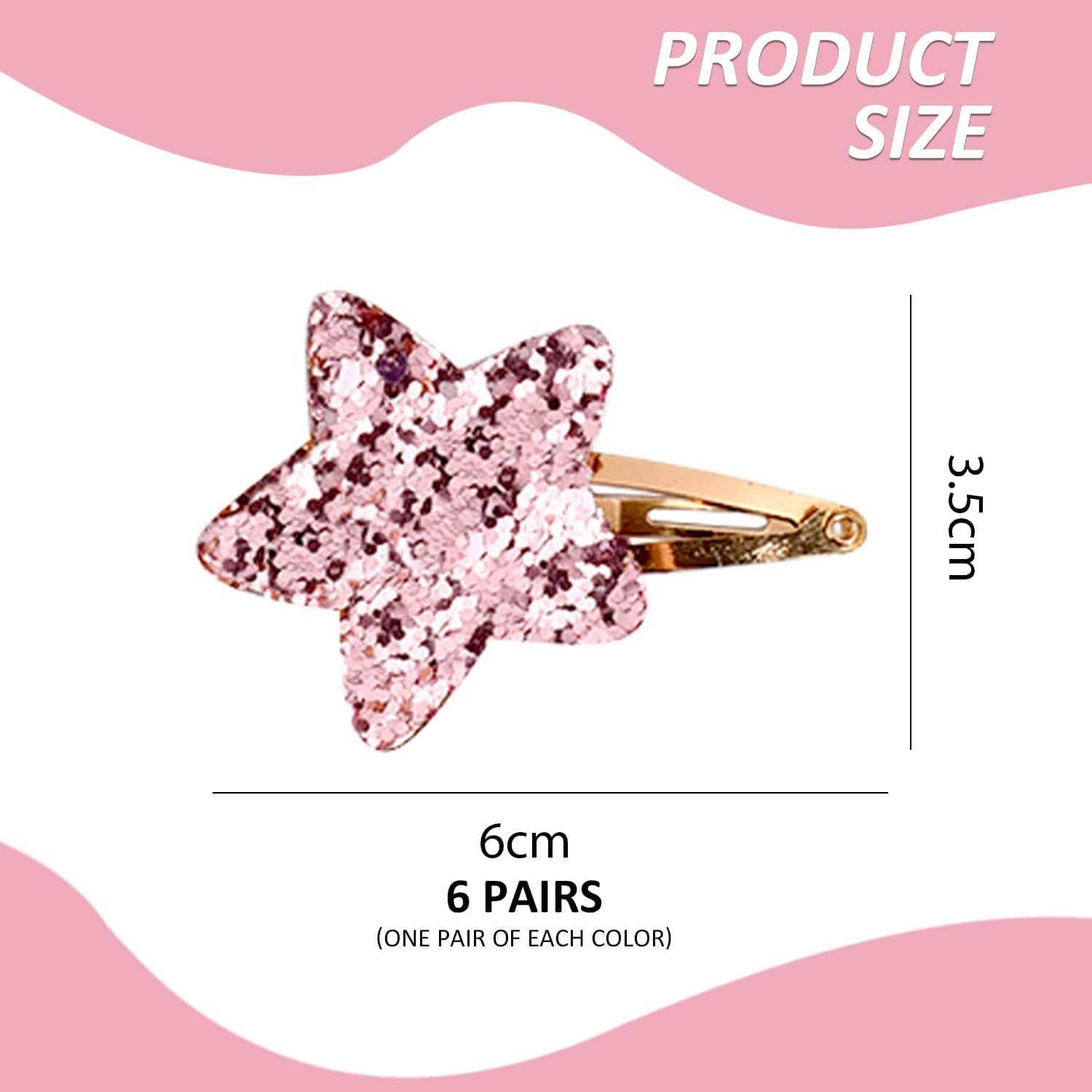 Pack of 12 Star Sequin Hair Clips, Eye-Catching Design, Unique Star Shape, Suitable for Hair Decoration, Multiple Colour Options, Suitable for Daily Use and Parties. image number 1