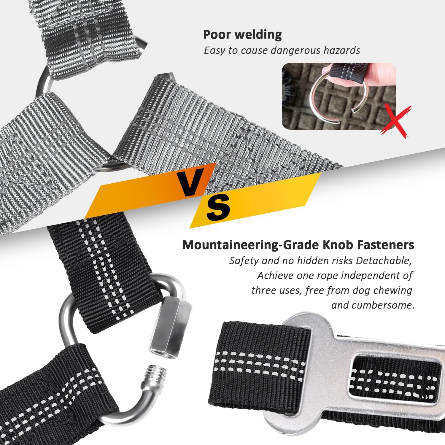 Removable Dog Seat Belt Harness for Car, 3 in 1 Pet Dog Car Seatbelt Leash, Retractable Restraint Secures to Vehicle Headrest & Adjustable Reflective Bungee Dog Seatbelt Tether, Black - 2Pcs Blue image number 4