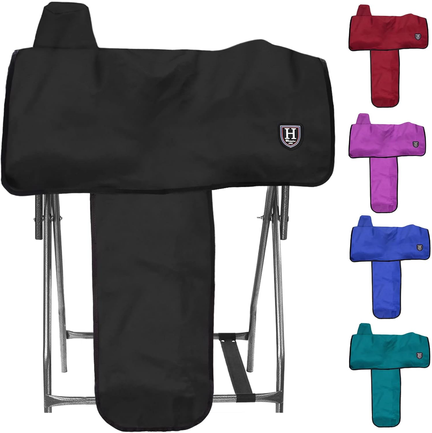 Harrison Howard Long-Lasting 6 Elastic Straps 600 Denier Waterproof Western Saddle Cover-Black