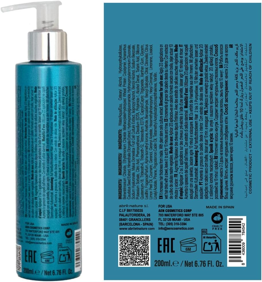 Abril Et Nature - Hair Volume Old Reset | Professional Hairdressing Mask for Fine Hair | 100% Vegan | Volume, Repair and Anti-Frizz 200 Ml