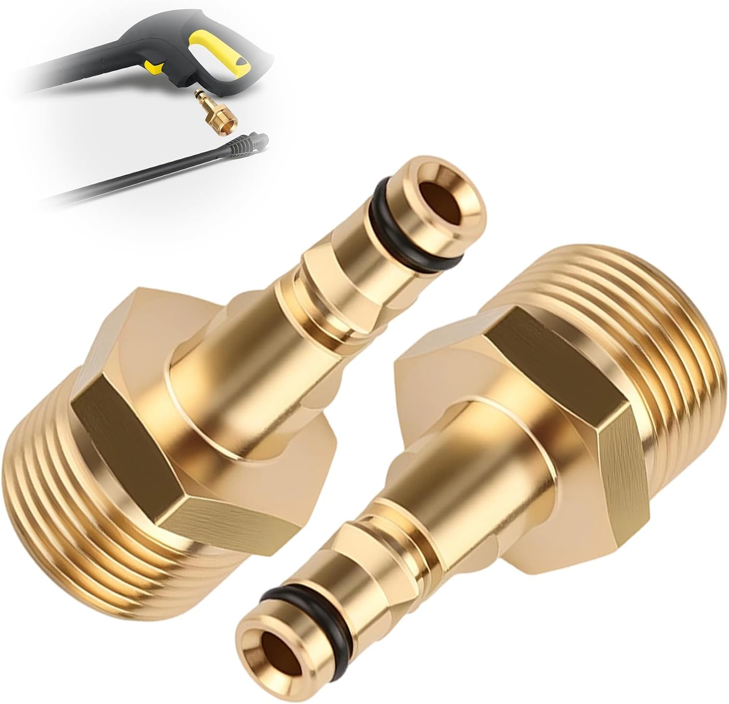 2-Piece Universal Pressure Washer Adapter Kit with M22 14Mm Quick Connect Fitting High Pressure Hose Adapter and Brass Stainless Steel Garden Accessories image number 3