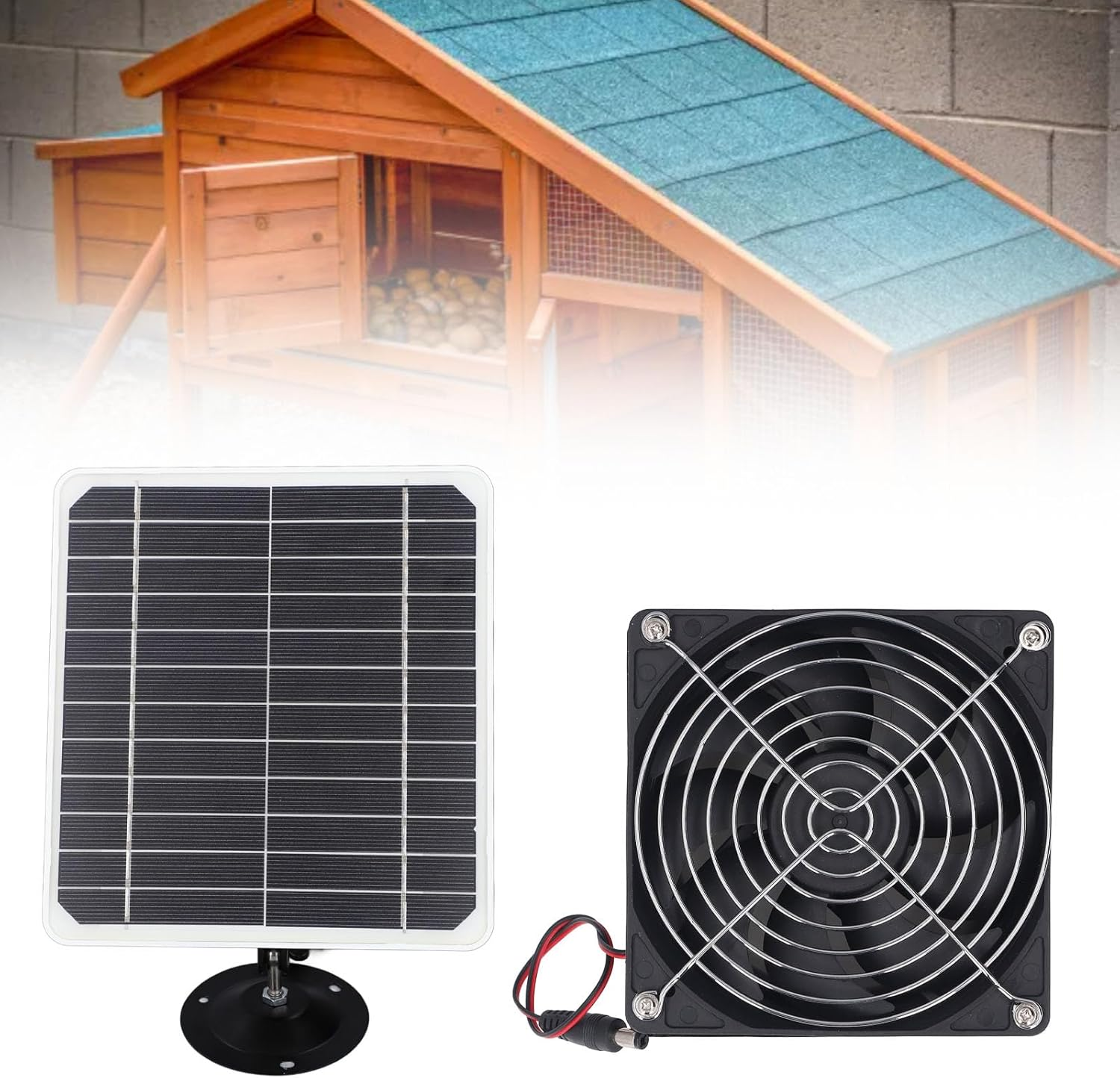 Solar Powered Exhaust Fan, 12V 50W Solar Panel with 6.5 Inch Ventilation Fan Kit, Powerful Ventilation Solar Powered Fan Vent Fan for Chicken Coops, Greenhouses, Sheds, Pet House image number 3