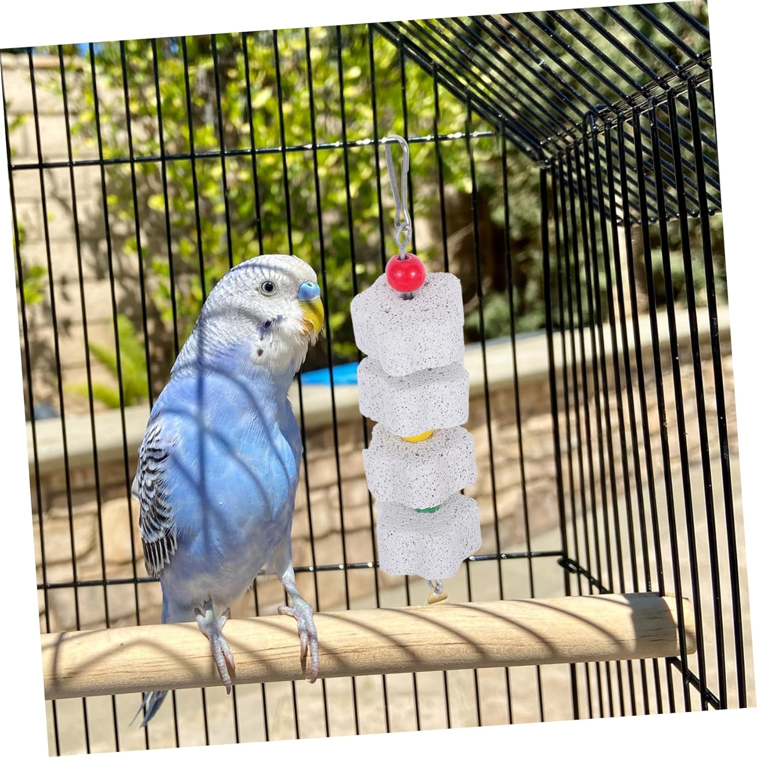 Ifundom Natural Stone Beak Grinder for Parrots Small Animal Chew Toys Bird Cage Accessories