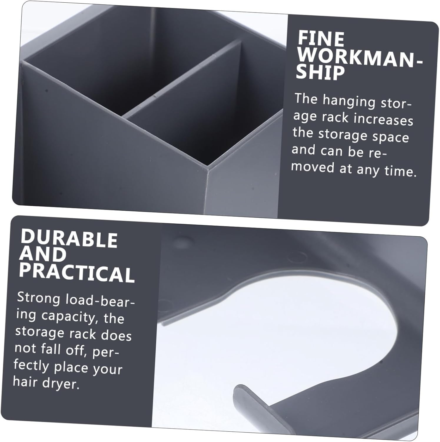 Outanaya Wall Mount Hair Dryer Holder Self-Adhesive Hair Tool Rack for Bathroom image number 2