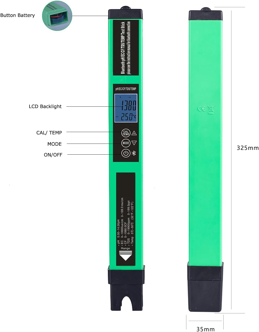 Namolit 5-In-1 Digital Ph Meter Water Quality Tester Smart BT Ph/Ec/Tds/Cf/Temp Tester for Drinking Water Hydroponics Aquarium image number 5