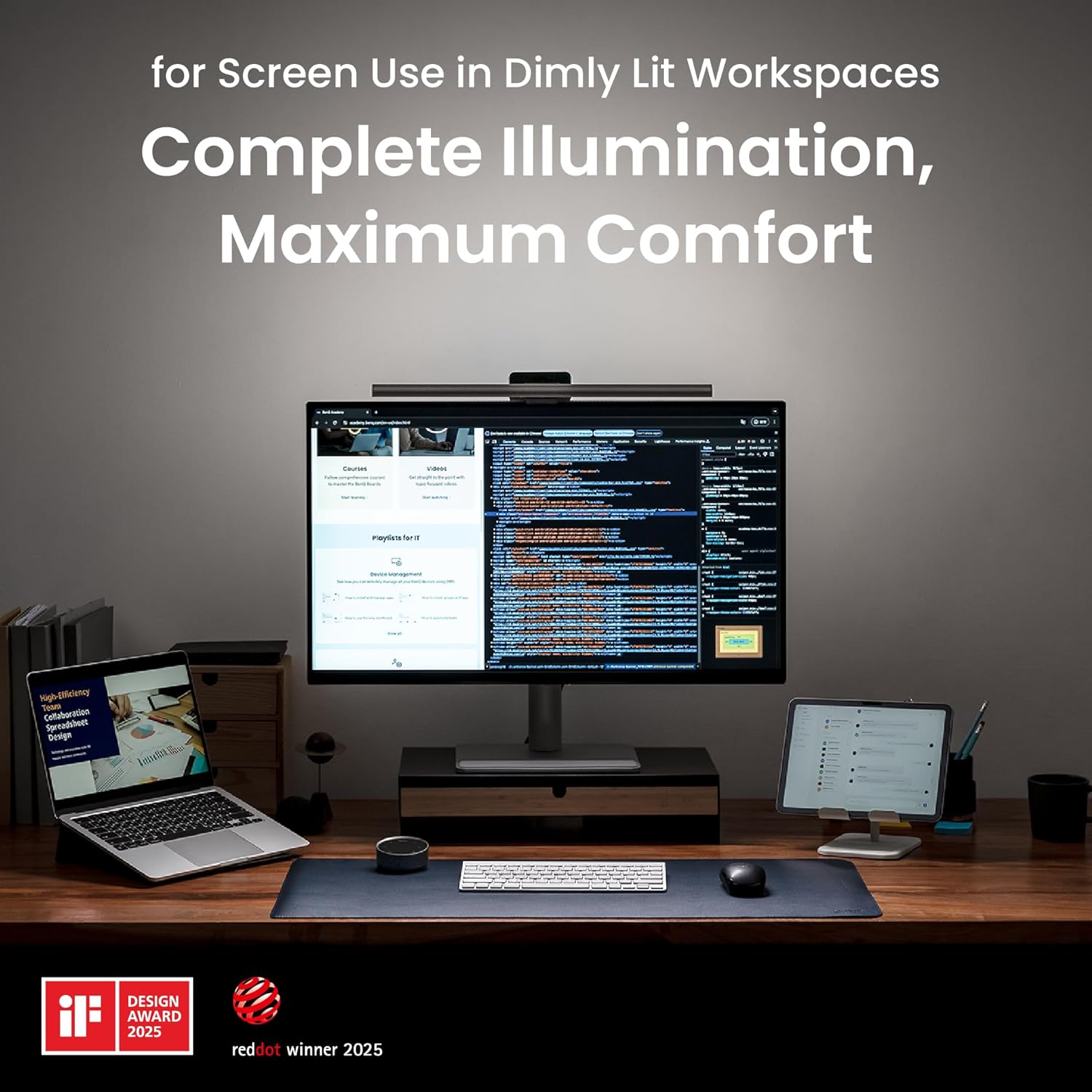 Benq Screenbar Halo 2 LED Monitor Lamp &ndash; Wireless Controller, Brightness and Colour Temperature Adjustable, Ergonomic Monitor Lighting, No Screen Reflections, Space Saving, USB Power Supply image number 6