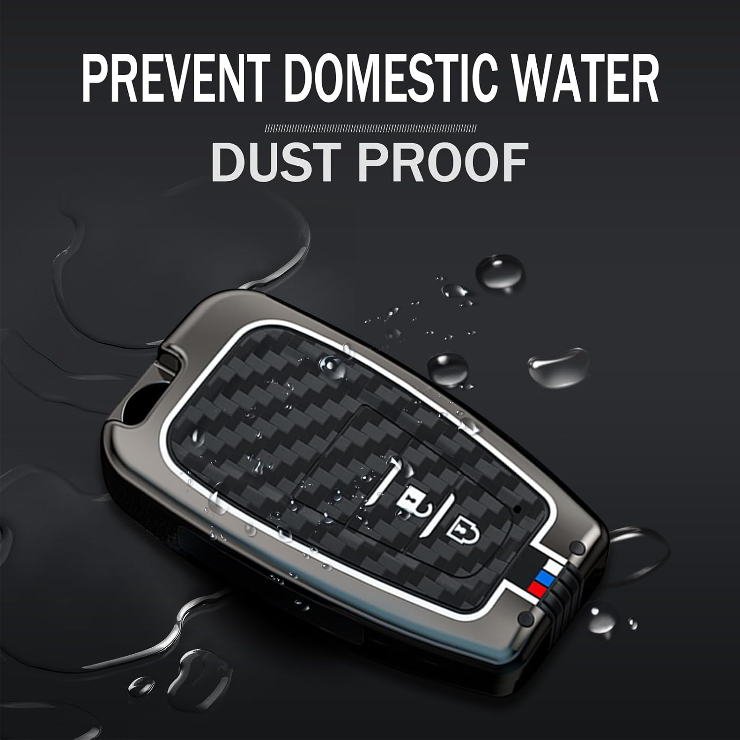 Ontto Luminous Car Key Cover Fit for Toyota RAV4 Camry Prius Prime Avalon C-HR GT86 Highlander Prado Yaris Metal Smart Shell Case Key Holder Keyring Keychain Accessories 2 Buttons Black - 3 Buttons Klaxon-Black image number 5