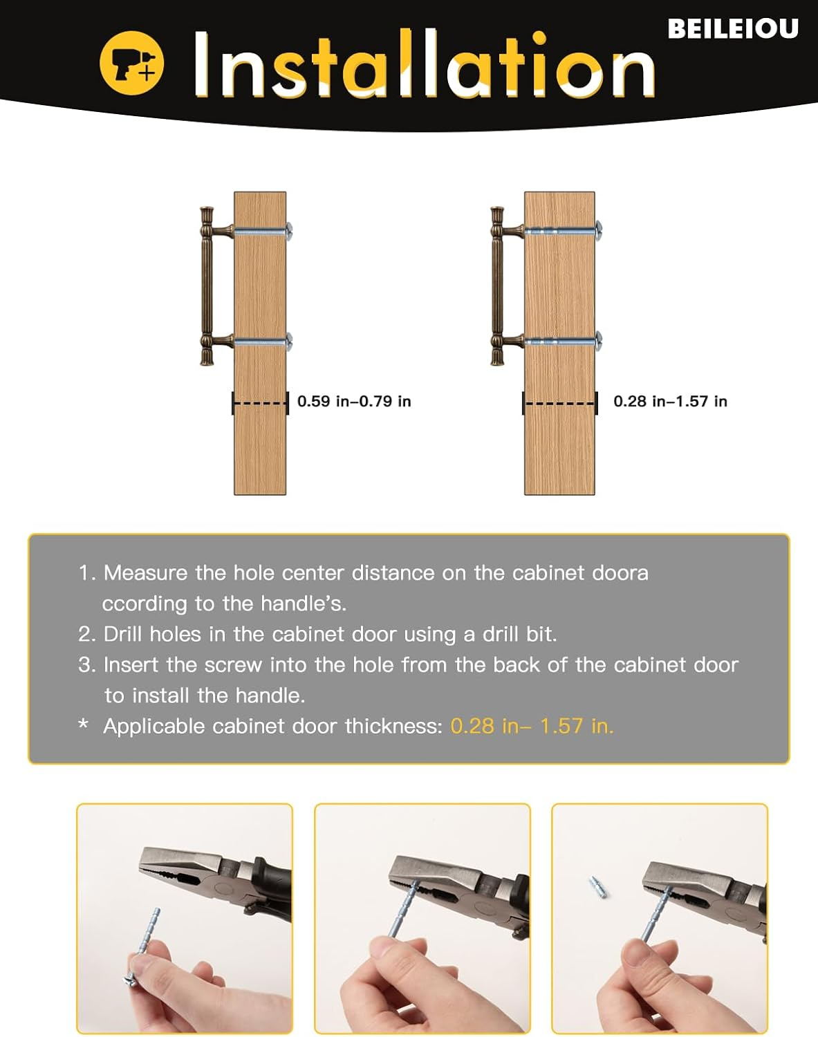 Antique Brass Cabinet Pulls - 3-3/4 Inch(96Mm) Hole Center Classic Vintage Drawer Handles Zinc Alloy,Kitchen Cupboard Bathroom Dresser Cabinet Hardware (2, Antique Brass, 3-3/4"(96Mm) Hole Centers) image number 5