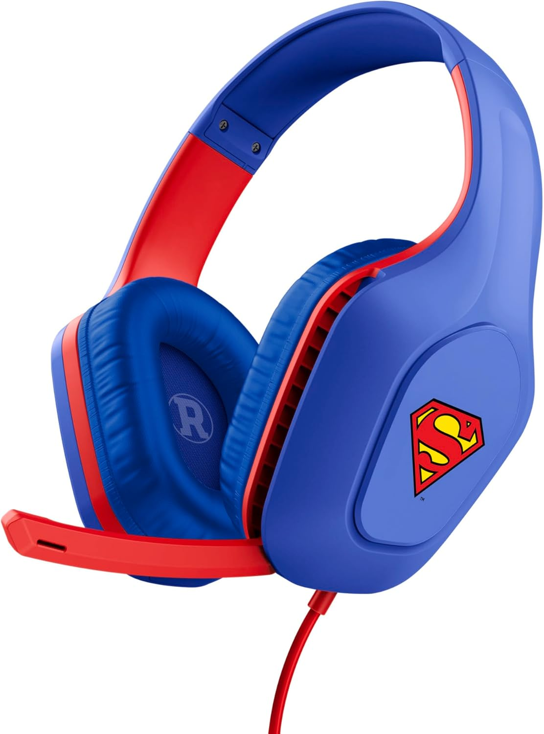 Gxtrust 415SM Zirox Superman Licensed Gaming Headset for PC Xbox PS4 PS5 Switch Mobile, 3.5Mm Jack, 50Mm Drivers, 2M Cable, Foldaway Microphone, Lightweight Over-Ear Wired Headphones, Blue/Red image number 4