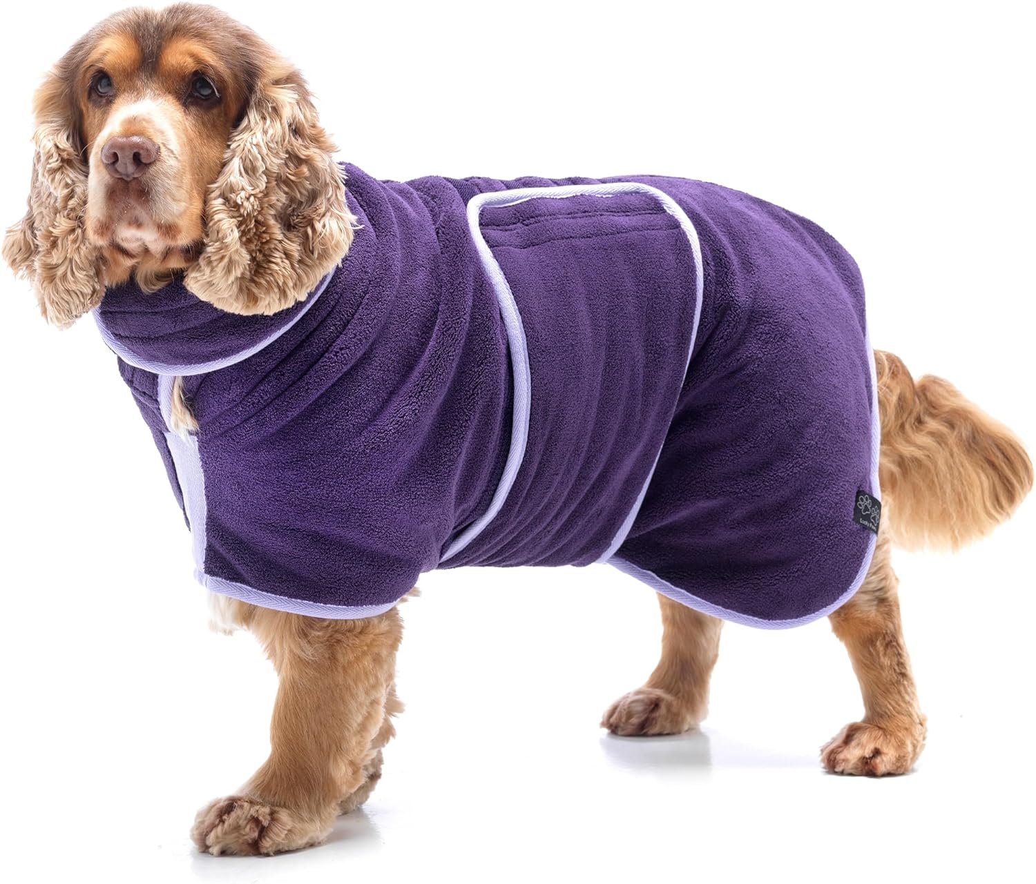 Lucky Paws&reg; UK Dog Drying Coat - Double-Layer Robe for Faster Drying, Super Absorbent Towel & Ultra Soft Dressing Gown in One Luxurious Robe (XXL, Aubergine)