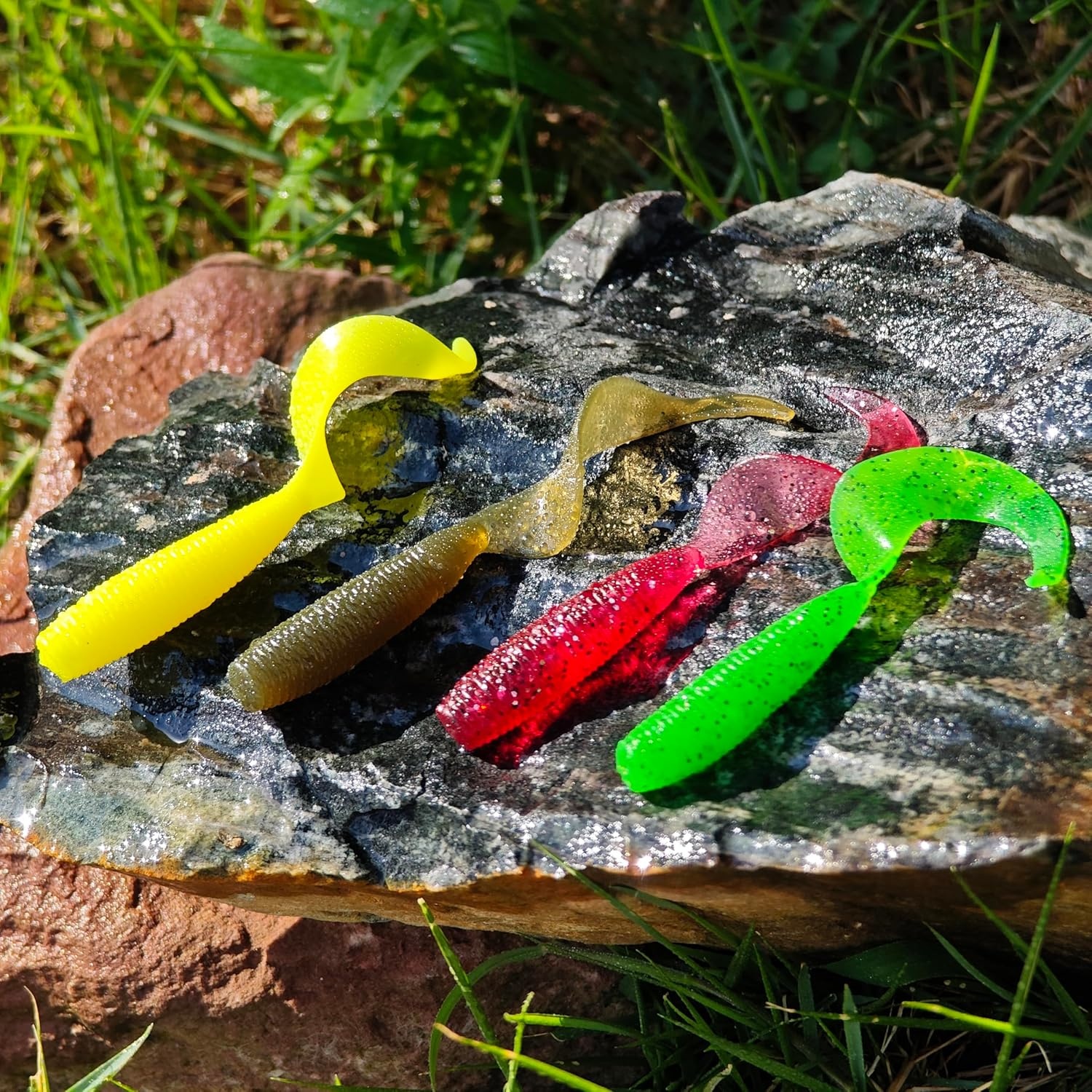 5Cm(2") Soft Plastic Baits, Worm Grub Bream Fishing Lures for Saltwater and Freshwater, Curly Tail Soft Fishing Lures for Flathead