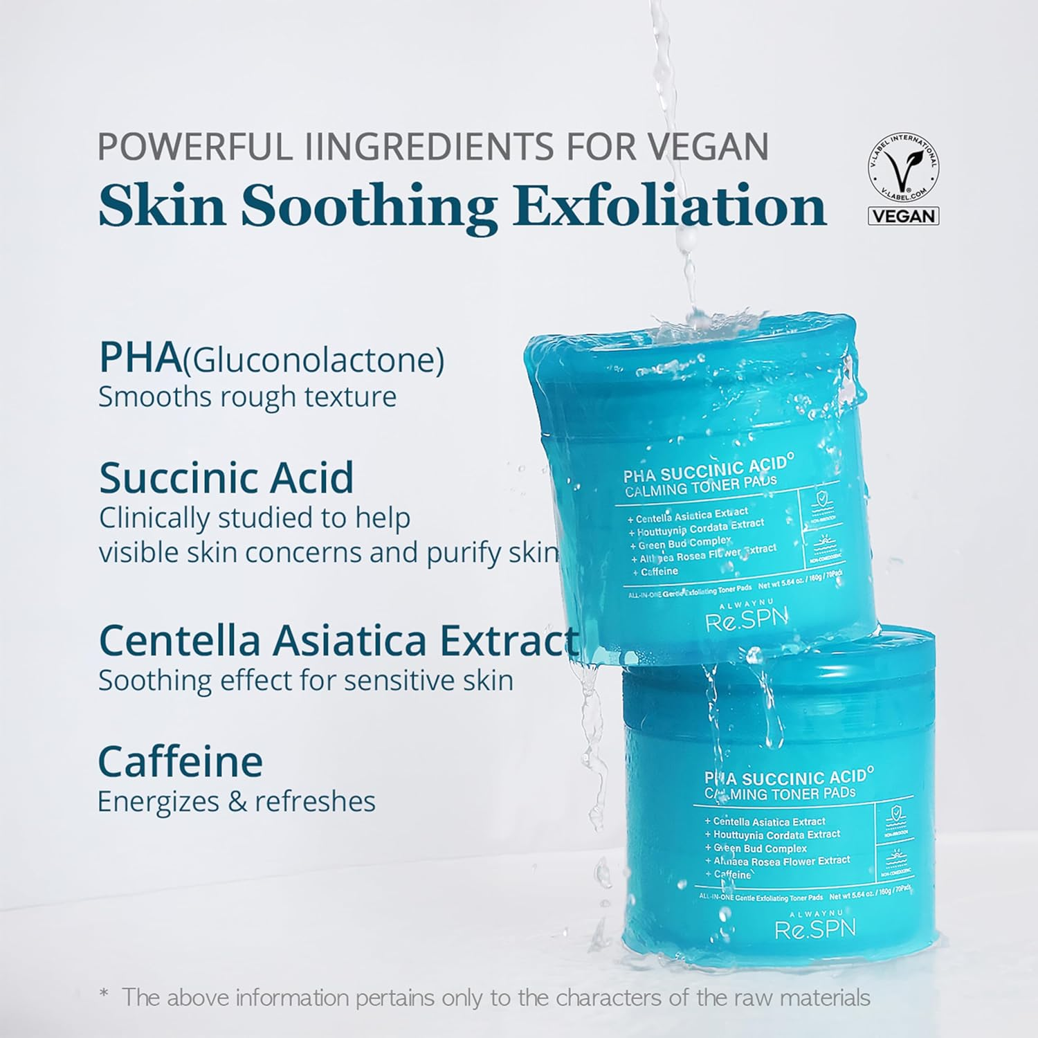 Re.Spn PHA Succinic Acid Calming Toner Pads &ndash; Daily Exfoliating, Hydrating and Soothing with CICA, Caffeine, Non-Comedogenic, Vegan, Glass Skin, K-Beauty (70 Count) image number 2