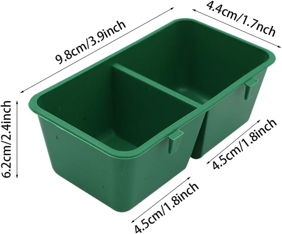 2 in 1 Parrot Cage Food and Water Bowl, Double Groove Bird Feeder, Plastic No-Mess Feeder Bowl for Parrots and Small Birds