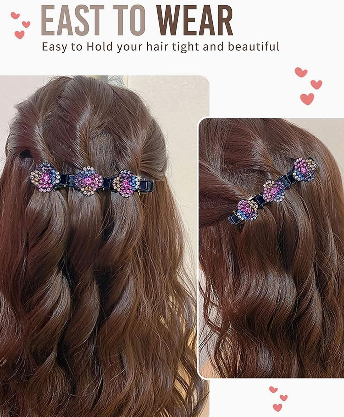 AORHOFJ Pack of 4 Four Leaf Clover Hair Clips, Delicate Four Leaf Clover Hair Clips, Colourful, Sparkling Crystal Hair Clip, Flower, Hair Clips Women, Flower Hair Clip, Flower Hair Clip image number 4