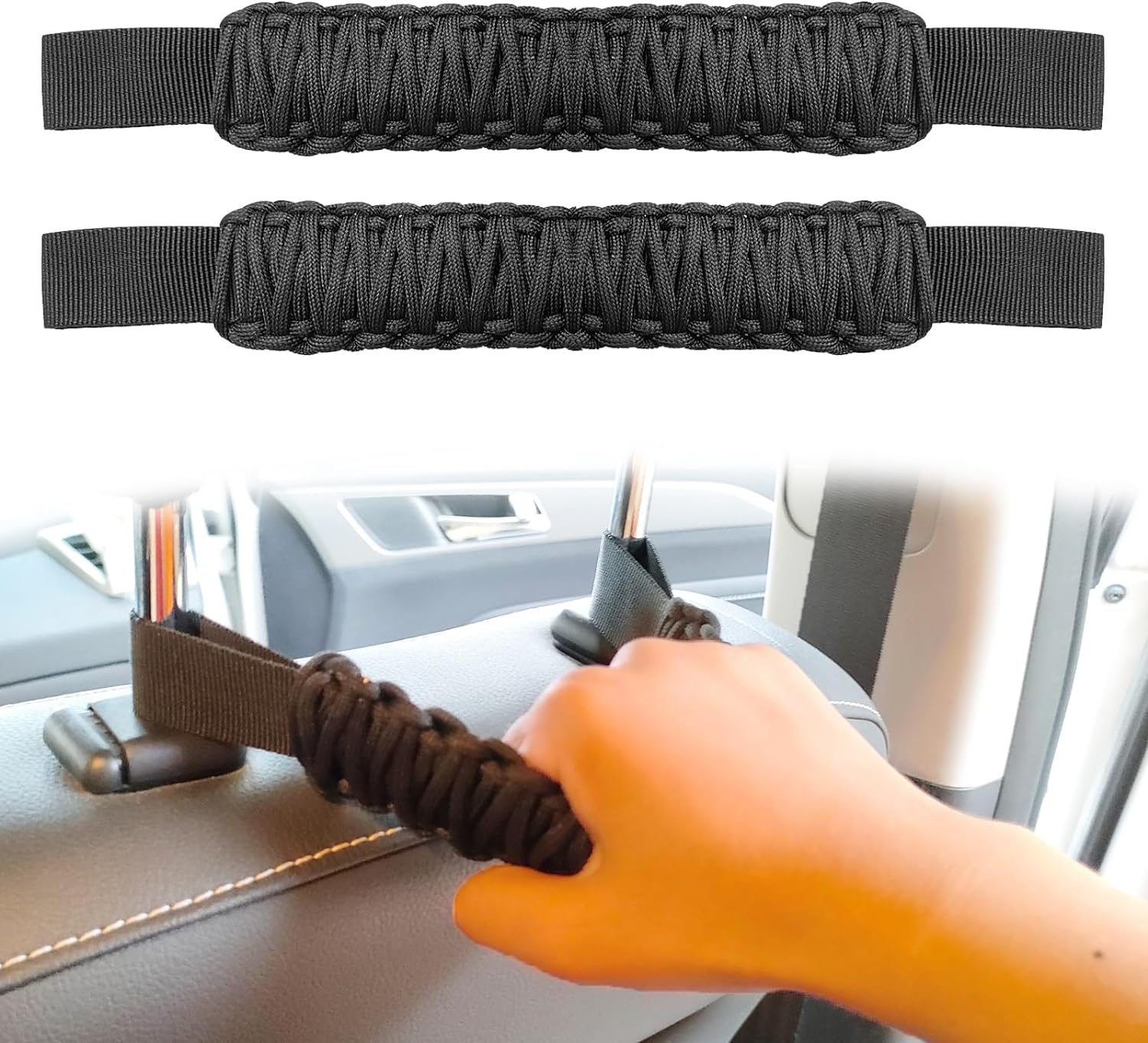 2Pcs Headrest Grab Handles, Car Front Rear Seat Back Roll Bar Grip Handles Kit, Nylon Grab Handl with Headrest Mounted, Heavy Duty Automotive Interior Accessories Universal for SUV Truck Pickup(Red)