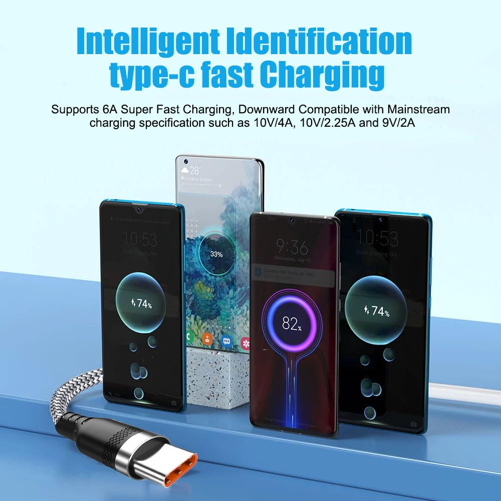 USB-A to USB-C Cable, 2-Pack Fast Charging Braided Type C Charger Cord, Durable Long USB C Cable for Smartphones, Tablets, and All USB-C Devices (1M-2PACK) image number 2