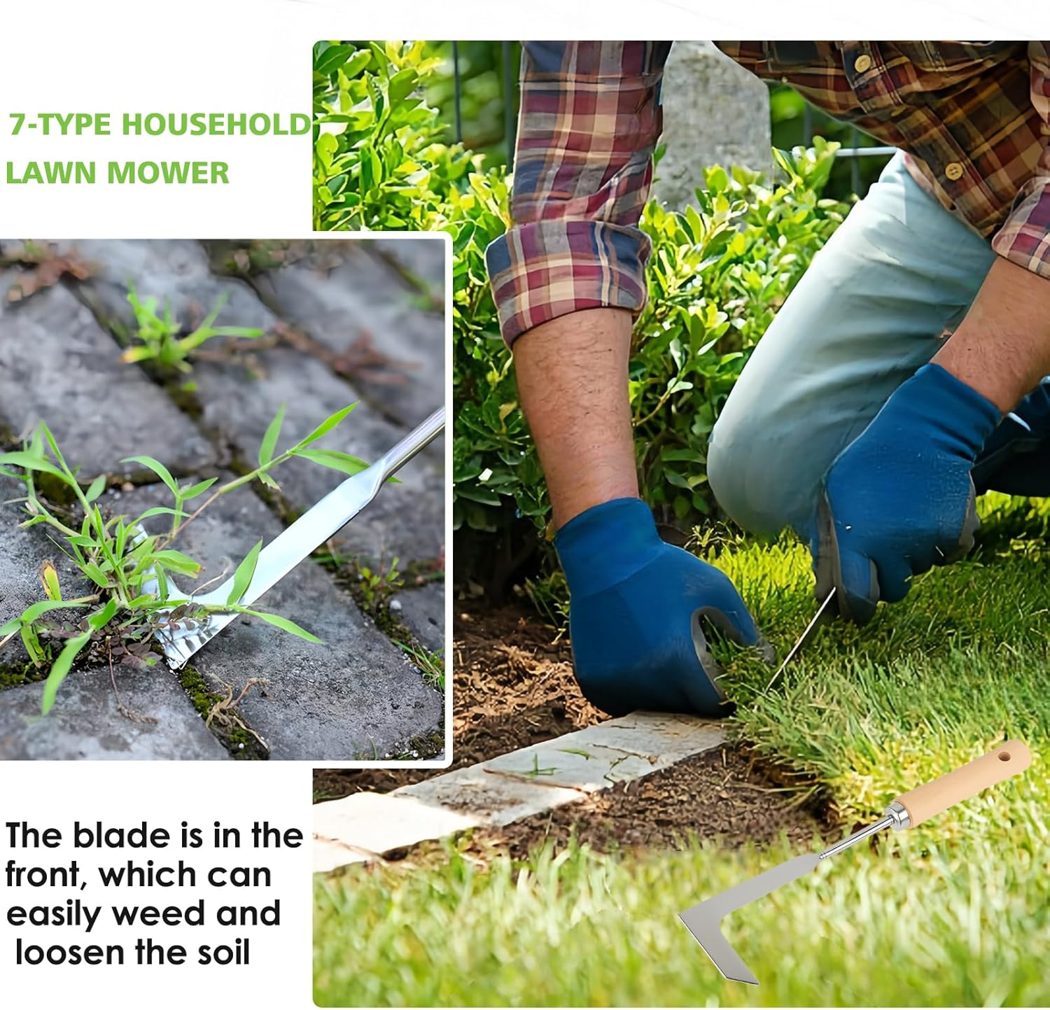 Vidsmow 30Cm Weed Removal Tool with Ergonomic Wood Handle, Serrated Edge Stainless Steel Weed Puller for Efficient Weeding in Gardens, Patios, and Paving image number 2