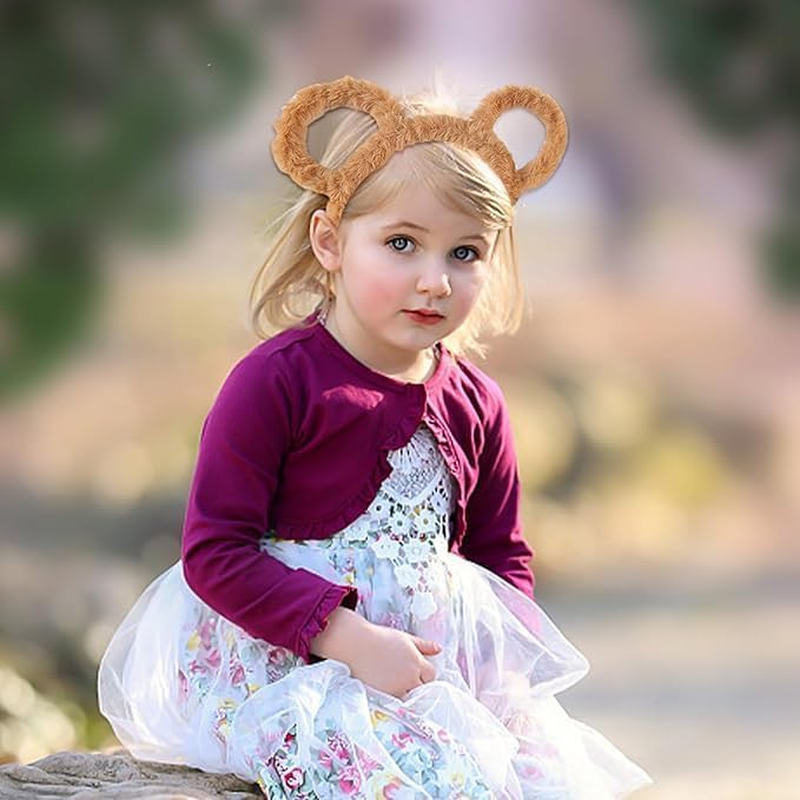 4-Piece Bear Ears Headband Set for Women, Plush Chipmunk & Bear Ear Headbands, Ideal for Halloween, Parties, Cosplay, and Daily Dress up by Ermaoo image number 3