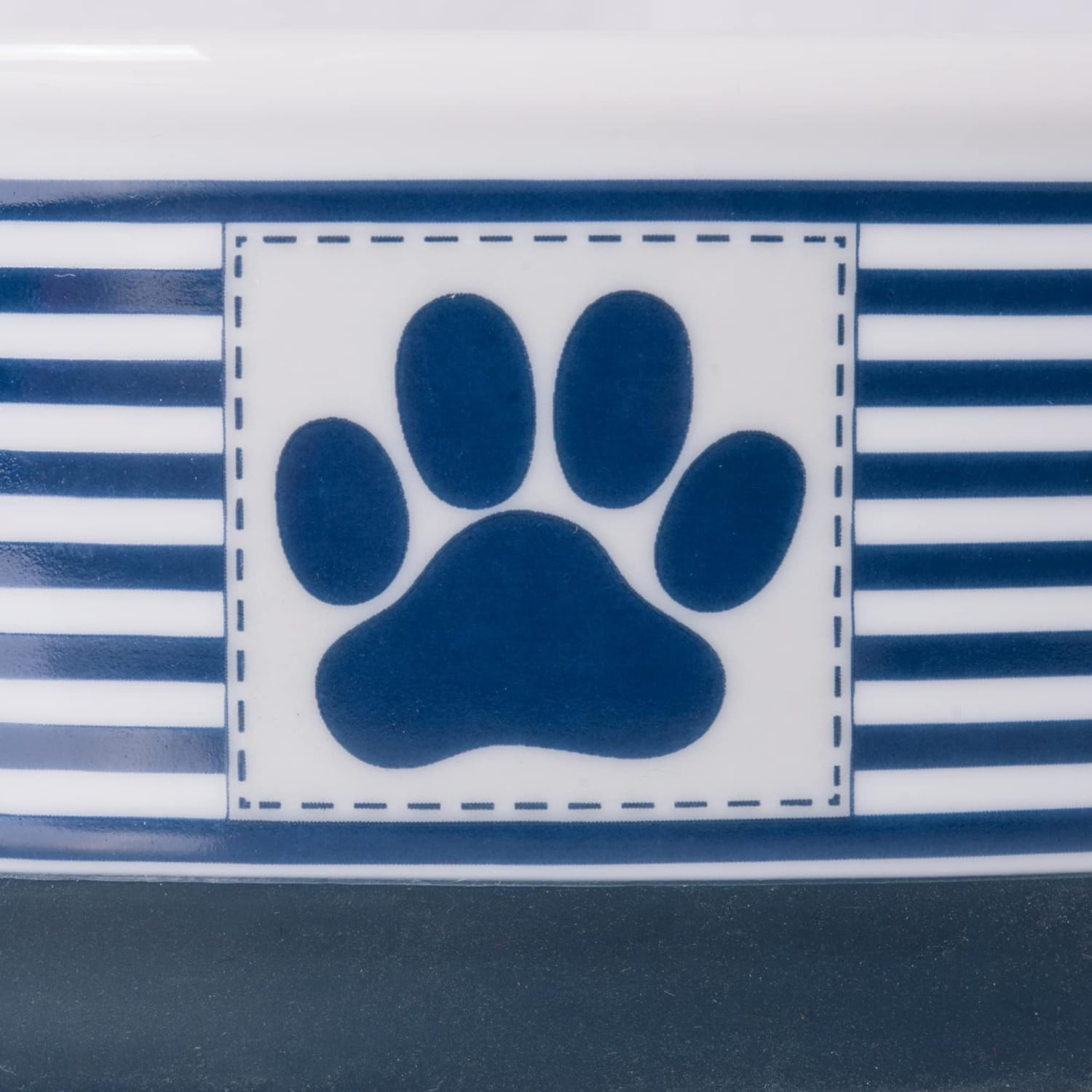 Bone Dry DII Paw Patch & Stripes Ceramic Pet Bowl for Food & Water with Non-Skid Silicone Rim for Dogs and Cats (Medium - 6" Dia X 2" H) Nautical Blue - Set of 2 image number 5