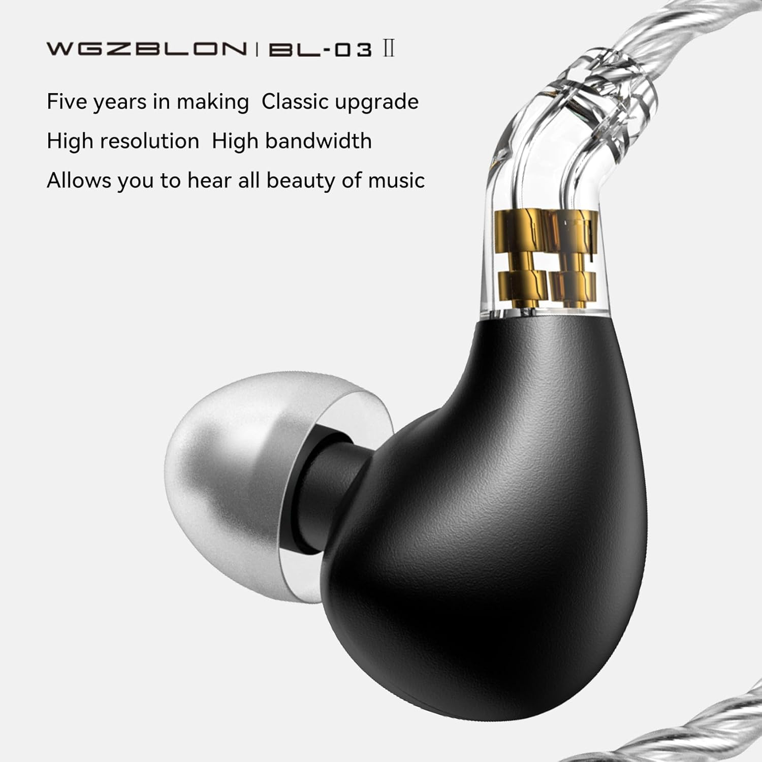 EZ EAR BLON BL03II Hifi in Ear Monitor Upgraded 10Mm Dual Cavity DD In-Ear Earphone IEM with 0.78 2Pin OFC Detachable Cable for Musician Singer Work Gaming Cellphone (With Mic) image number 2