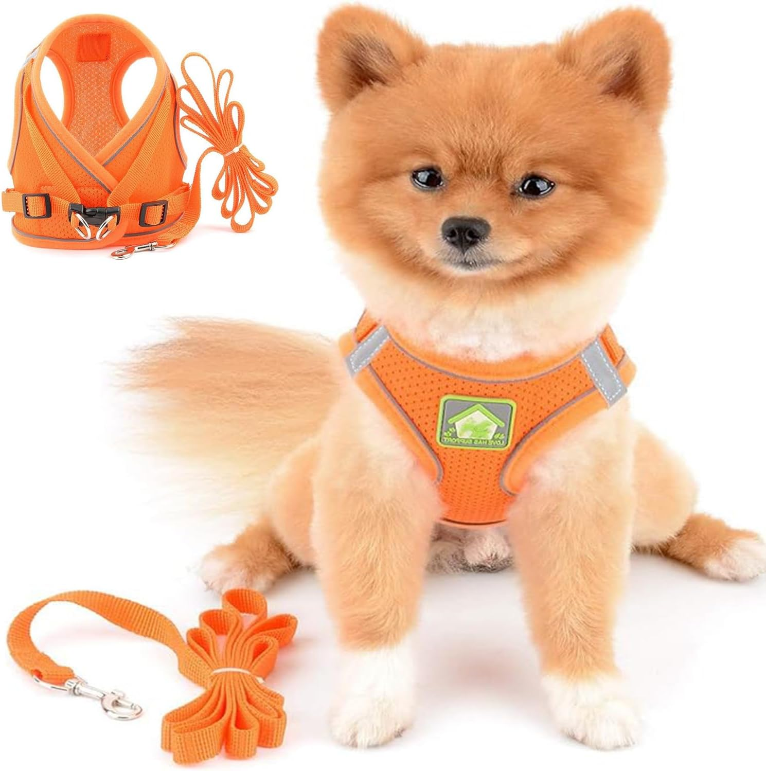 Cat Harness and Leash for Walking, Escape Proof Soft Adjustable Vest Harnesses for Cats,Breathable Reflective Strips Jacket,Strips and anti Lost Pendant(Orange XS) image number 3