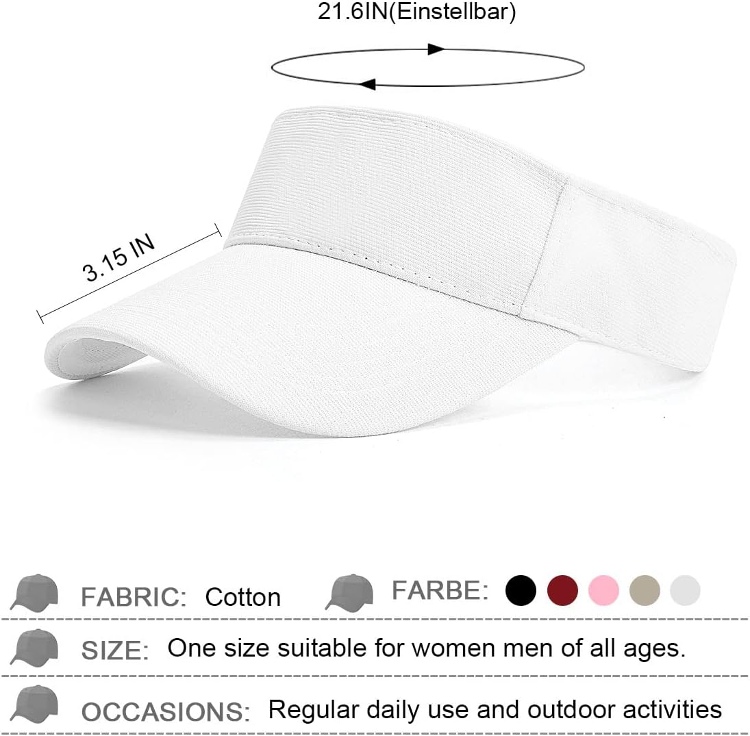 BLURBE Sun Visor Cap - Women Ponytail Baseball Cap, Sport Outdoor Plain Visor Cap, Adjustable Twill Golf Tennis Visor Hats for Men image number 6