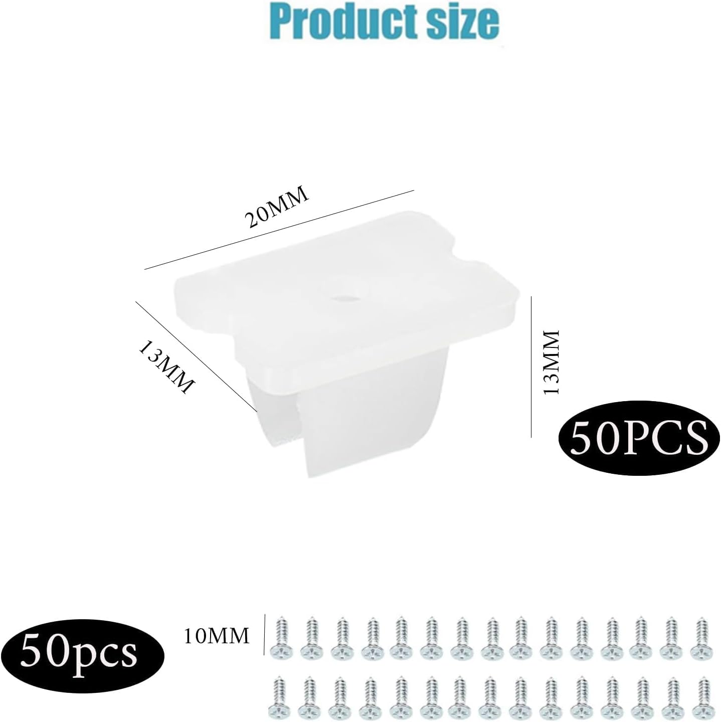 Gqunit Pack of 50 Waterproof LED Light Strip Clips, Mounting Clamps, LED Strip Mounting Bracket Clips, Suitable for 5 Mm to 6 Mm Silicone Strip Holder, Translucent, Includes Screws image number 1