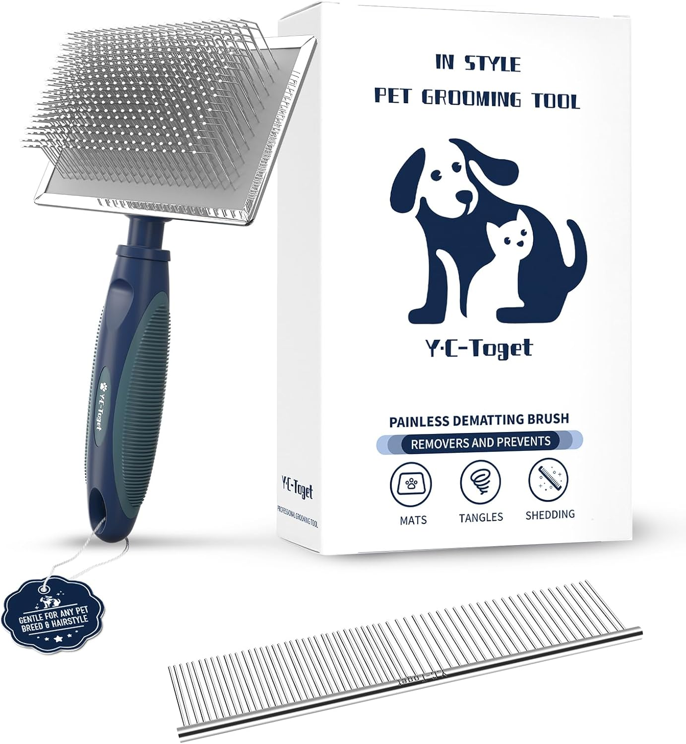 Gentle Slicker Dog Brush with Protective Ball Pins- Soothing Massage Brush for Sensitive Skin & Coat Care- Professional Grooming Brush for Long Haired Dogs & Cats image number 4