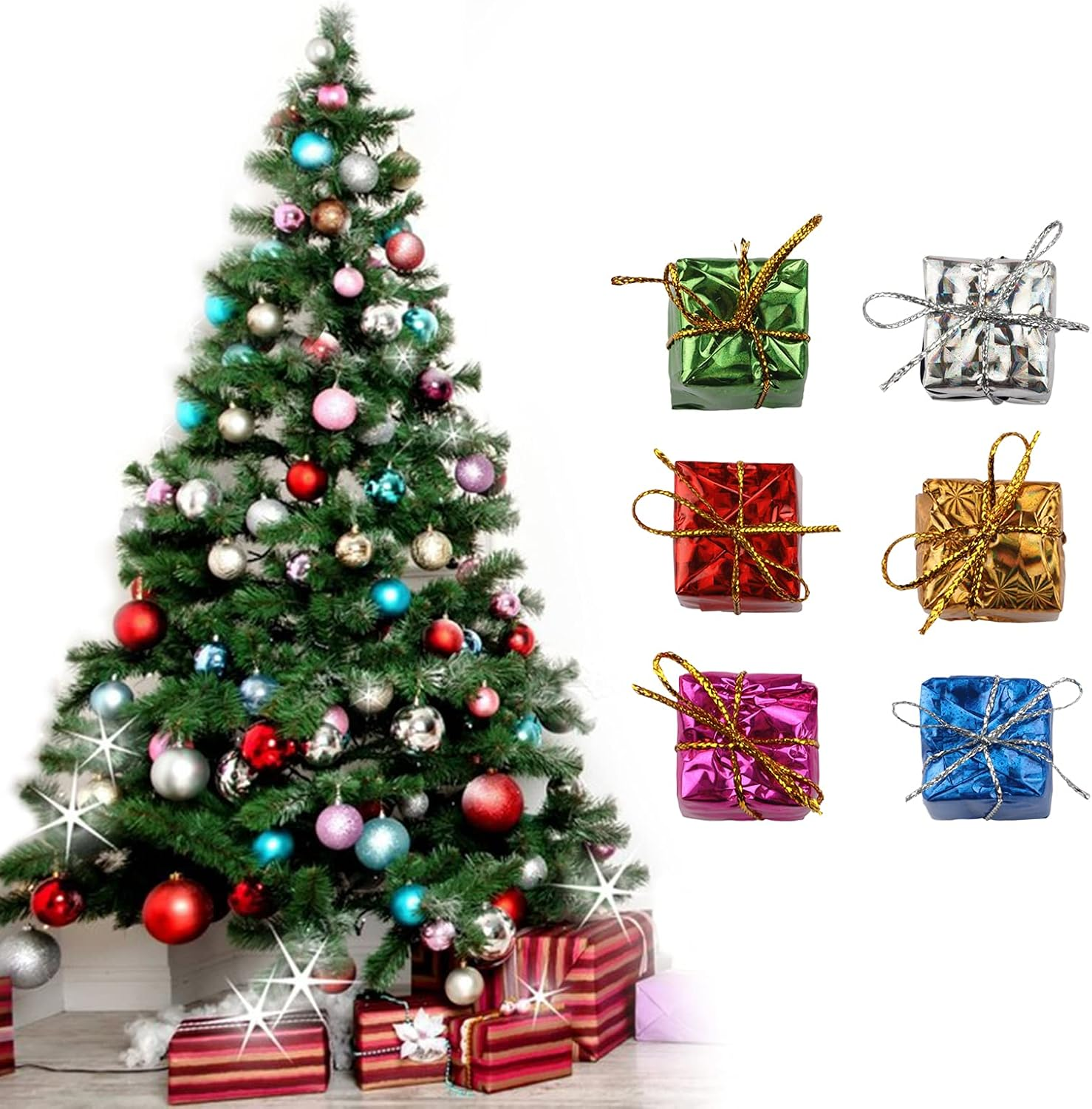 Christmas Tree Small Gift Boxes Hanging Decorations Ornaments Party Favors,24 PCS (Random Color) image number 4