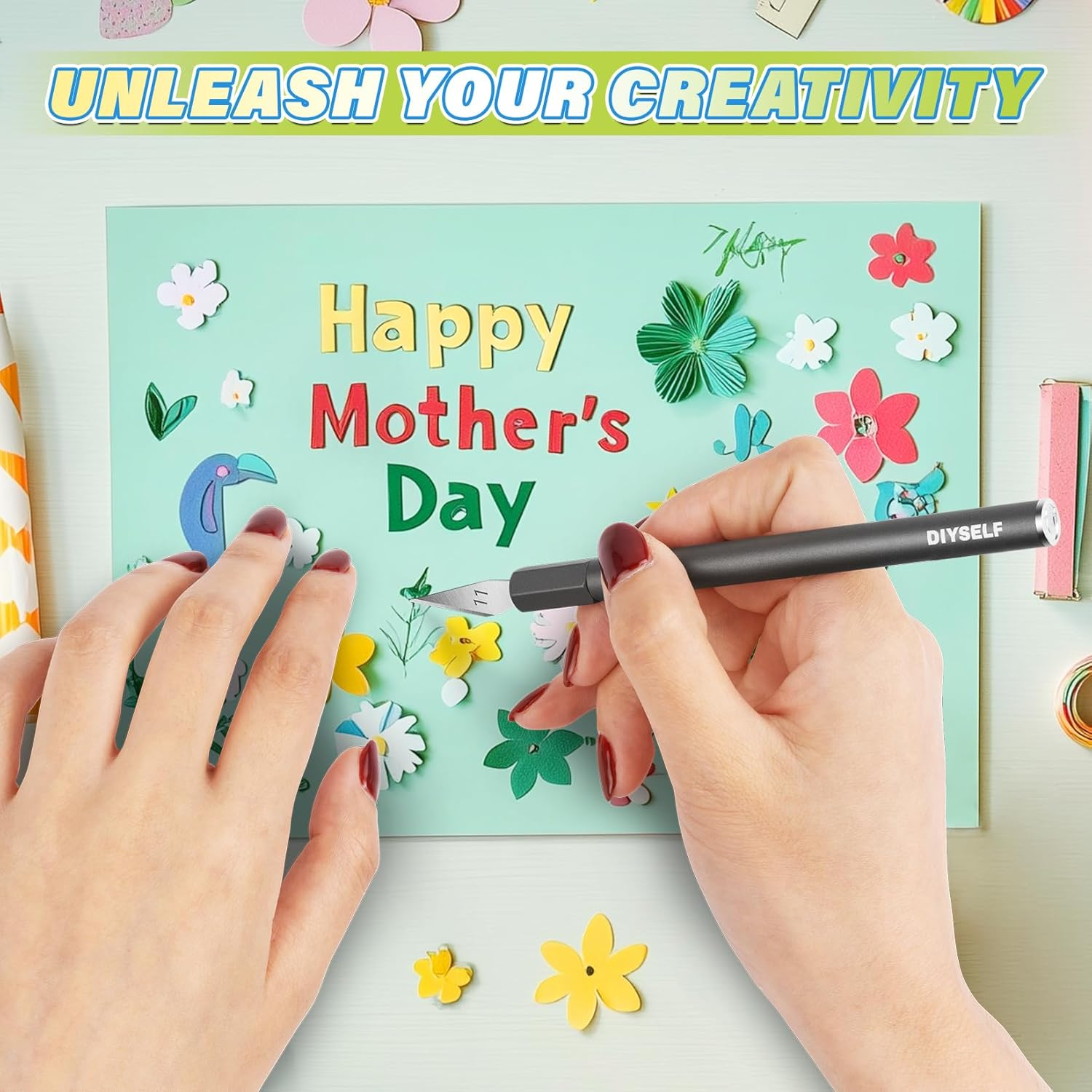 DIYSELF Exacto Knife, 12 Pcs Exacto Knife Set with Case, Craft Knife, Hobby Knife, Exacto Knives for Crafting, Scrapbooking, Rubber Stamps, Handmade Work, Precision Knife with #11 Blades image number 3