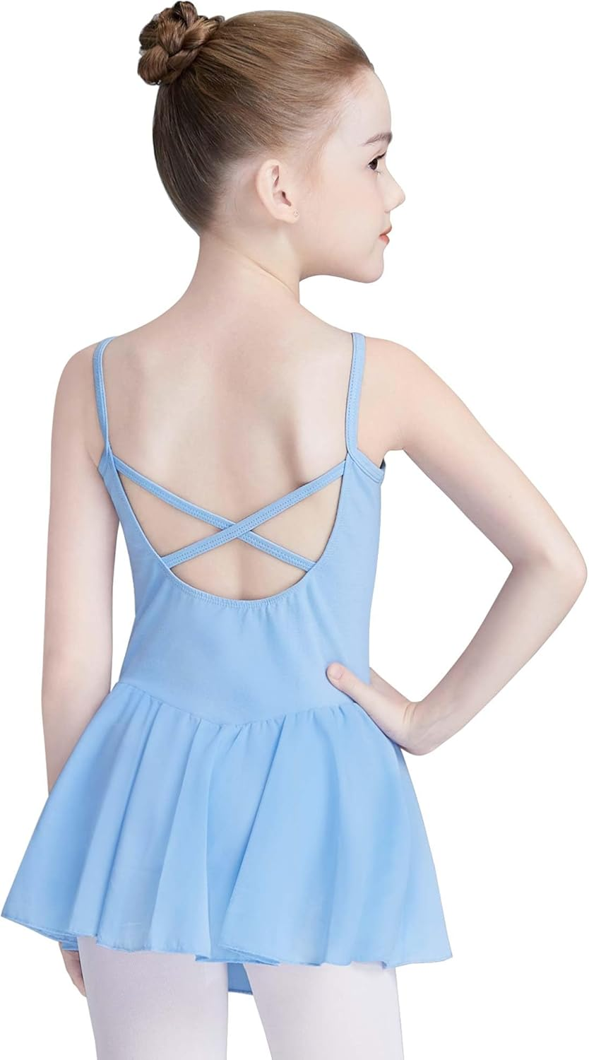 Daydance Lined Toddler, Kids, Girls Ballet Leotards with Skirt, Camisole Straps Dance Wear for Training, Practice, Recitals