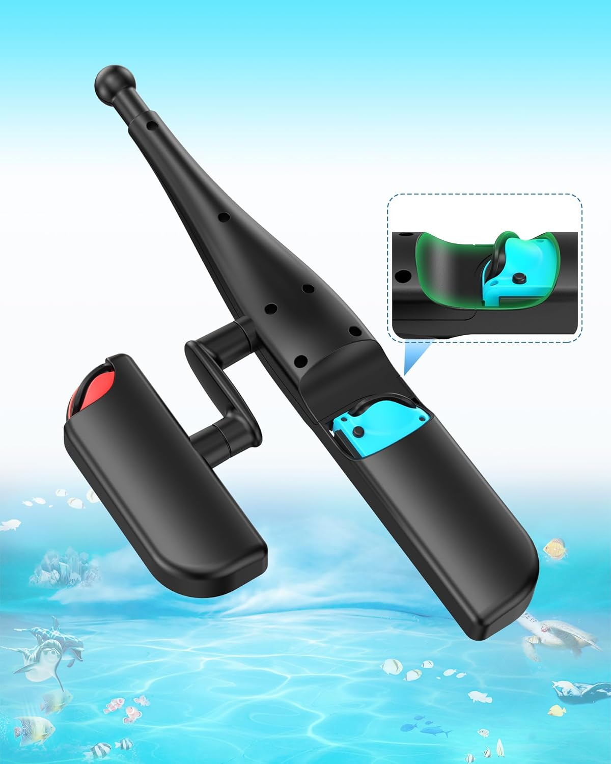 MENEEA Fishing Rod for Nintendo Switch Joy-Con, Compatible with Bass Pro Shops: the Strike - Championship Edition, Legendary Fishing - Nintendo Switch Standard Edition, Black image number 2