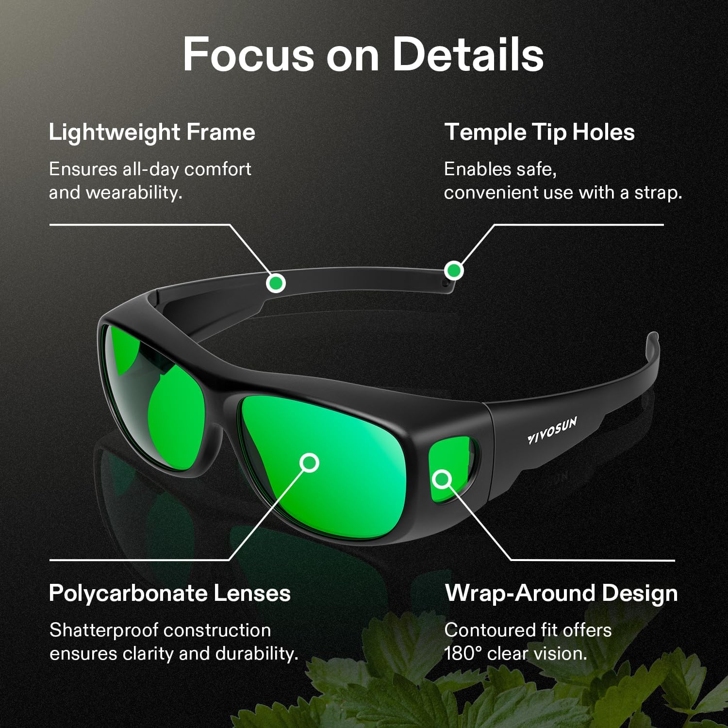 VIVOSUN 2-Pack Indoor Hydroponics LED Grow Room Glasses with Glasses Case image number 2
