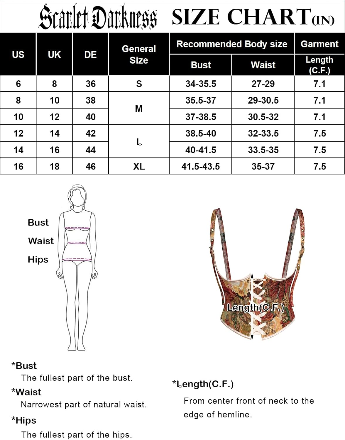 Scarlet Darkness Corset Belt for Women Floral Lace up Boned Underbust Corset Waist Belts image number 4