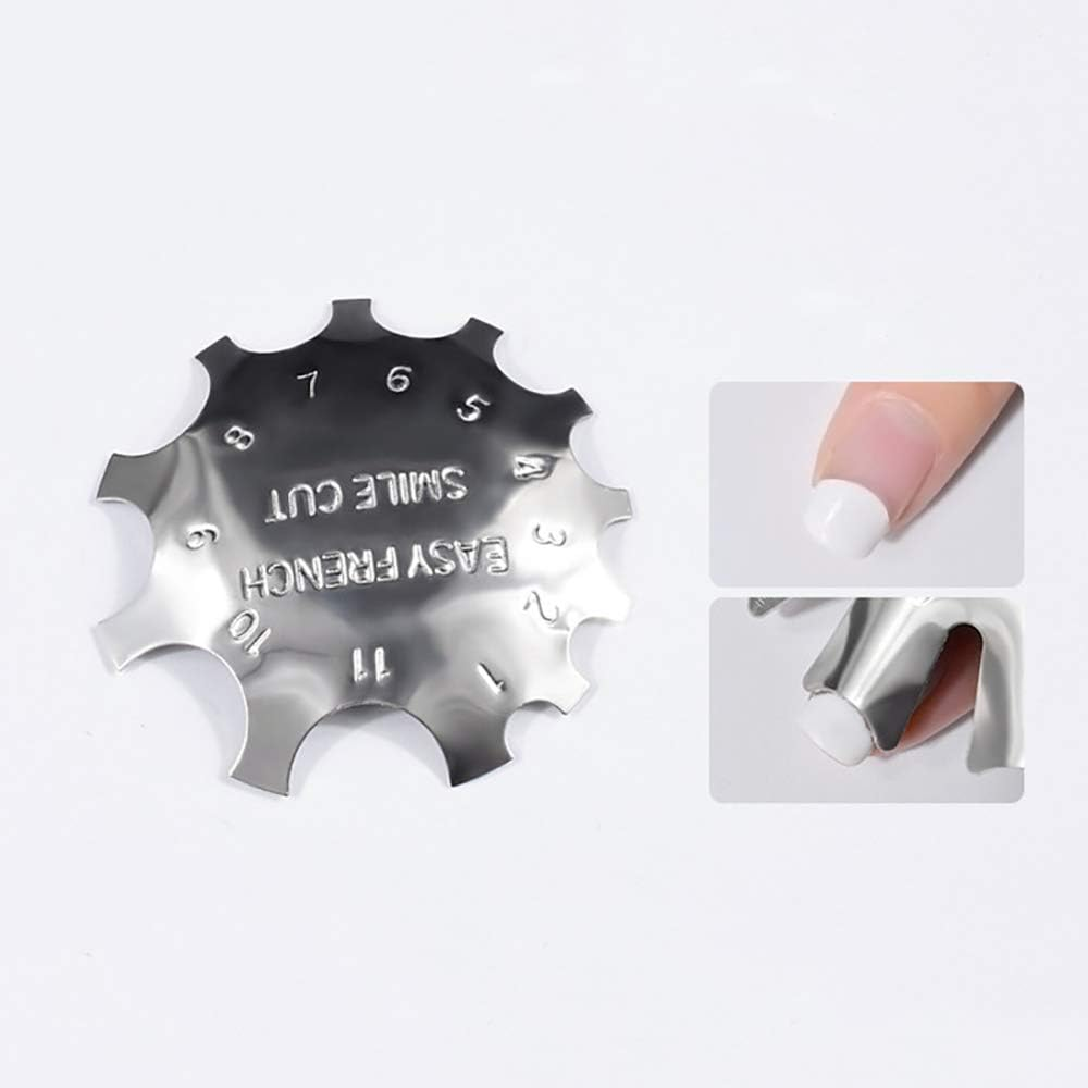SILPECWEE 3 Pack Easy French Smile Line Acrylic Gel Cutter Tool C-Shape Manicure Edge Trimmer Stencil Template Tips (29 Size) image number 1