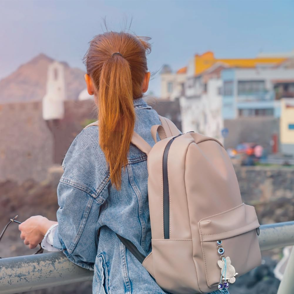 Evil Eye Key Chain, Evil Eye Owls Key Ring Blue Turkish Protection Charm Keys Holder Good Luck Hanging Stylish Pendants Car Handbag Decor Ornament Family Friends Birthday Christmas Graduation image number 2