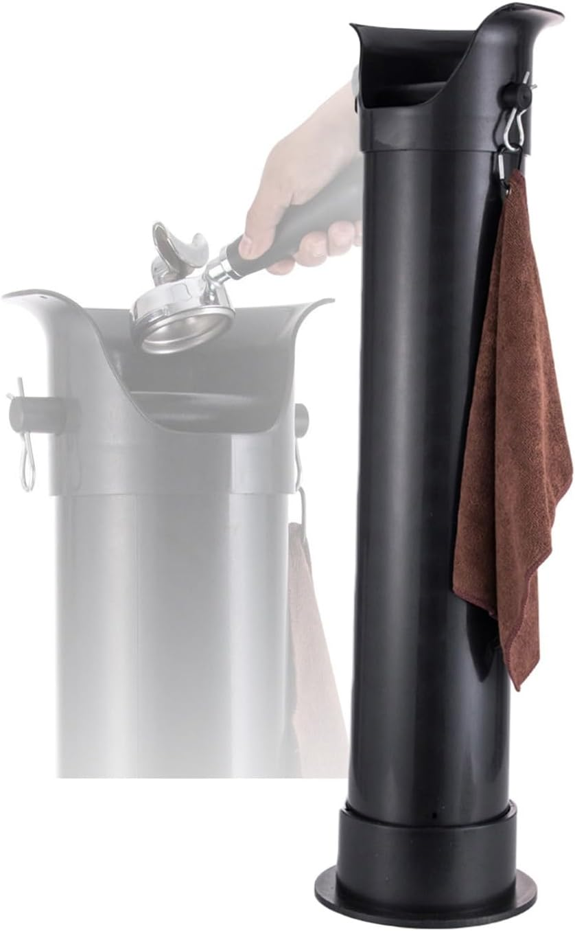 Floor Standing Coffee Knock Box, Large Capacity,With Towel and 10 Garbage Bags, for Household Milk Tea Shop Bar(Black)