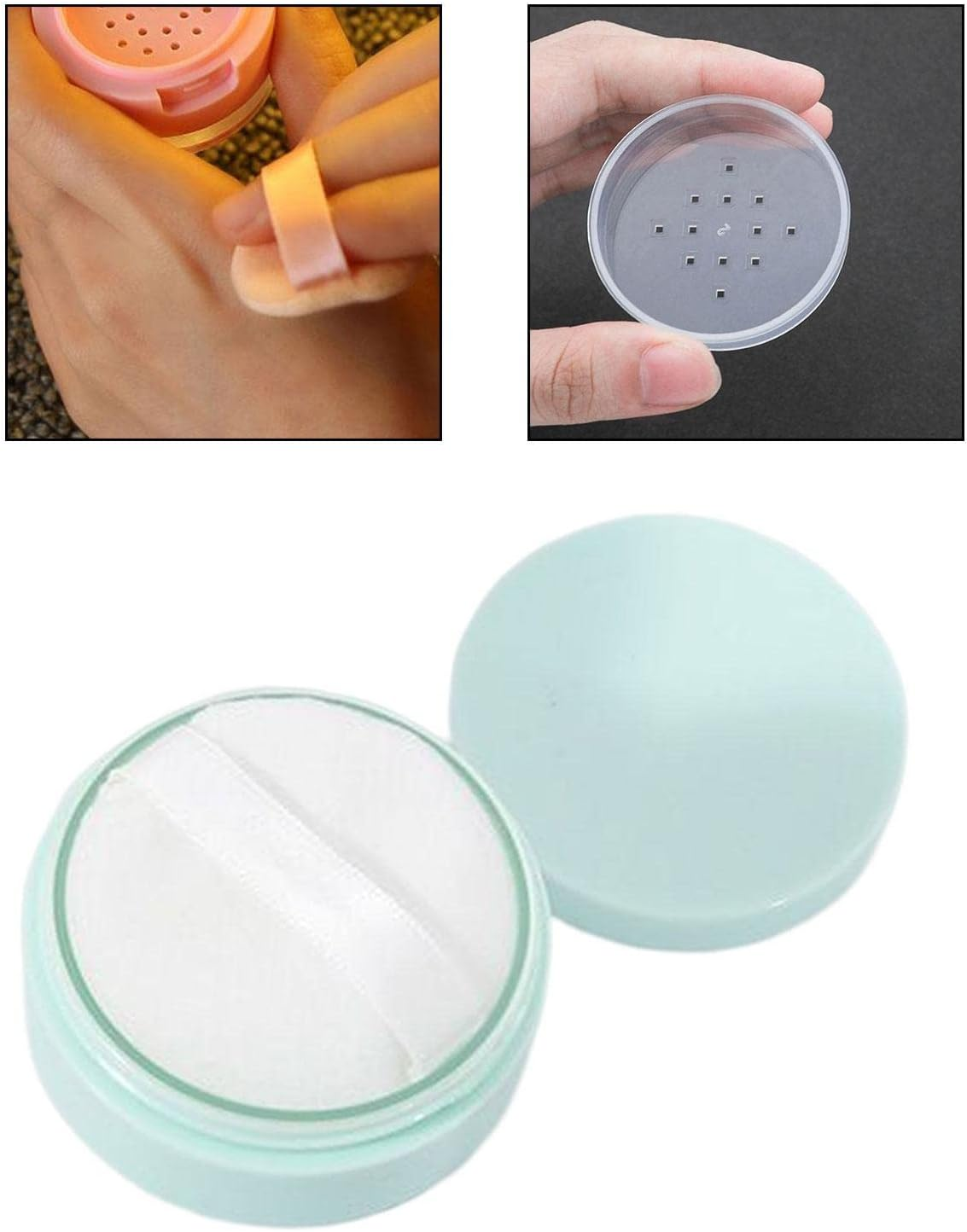 Harayaa Empty Loose Powder Containers with Puff for Loose Powder, Blush, Foundation Accessories Durable Small Size Lightweight Delicate Workmanship, Green image number 4