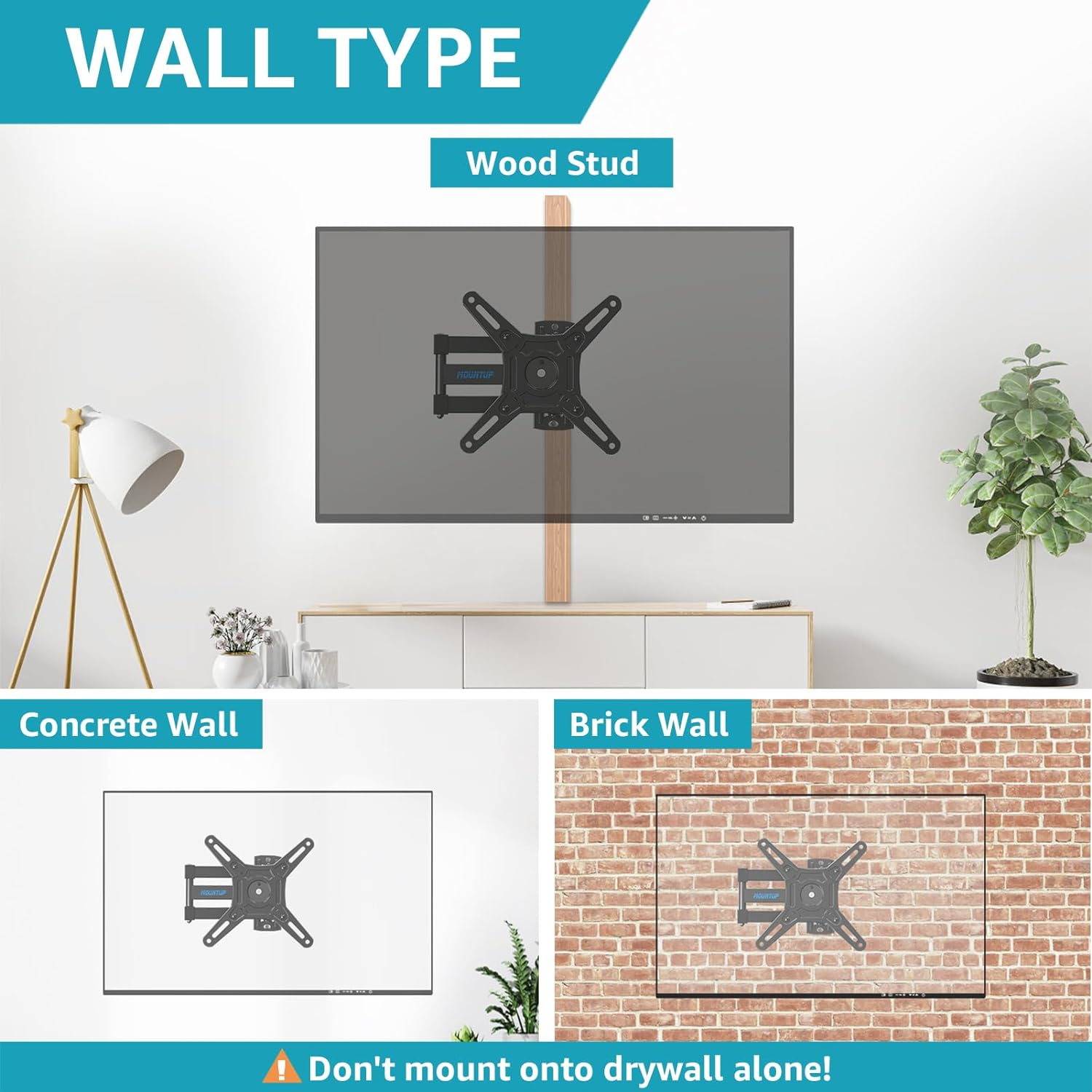 MOUNTUP Full Motion TV Monitor Wall Mount for Most 14-42 Inch LED LCD Flat Screen Tvs & Monitors, Swivels Tilts Extension Rotation, TV Bracket Max VESA 200X200Mm, up to 33 Lbs. image number 1