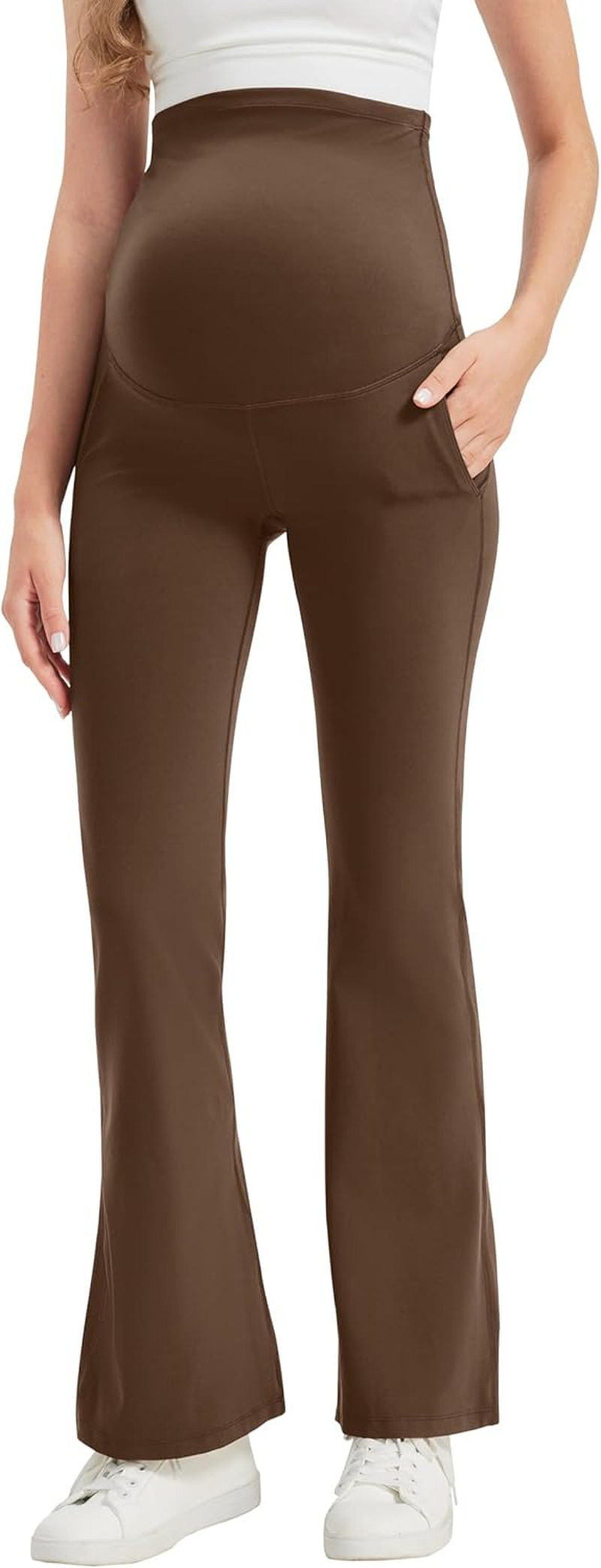 VIMPEP Buttery Soft Women&rsquo;S 31&rdquo; Flare Maternity Leggings with Pockets over the Belly Stretchy Workout Yoga Pregnancy Pants