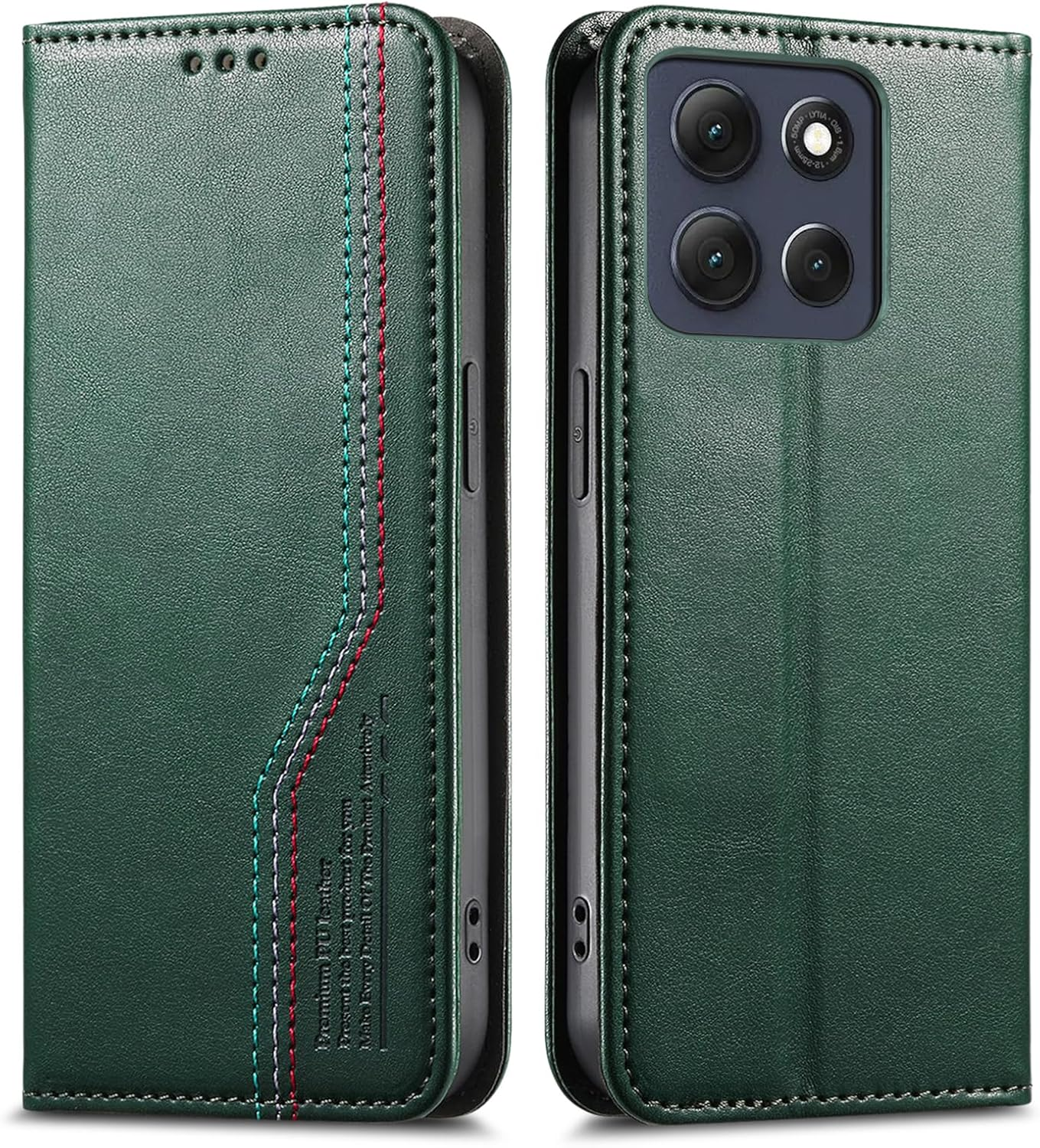 GOKEN Case for Motorola Moto G86 Power - Premium PU Leather Flip Mobile Phone Case with Card Slot & Stand Function, Shockproof Protective Case, Silicone Inside, Magnetic Closure, Green