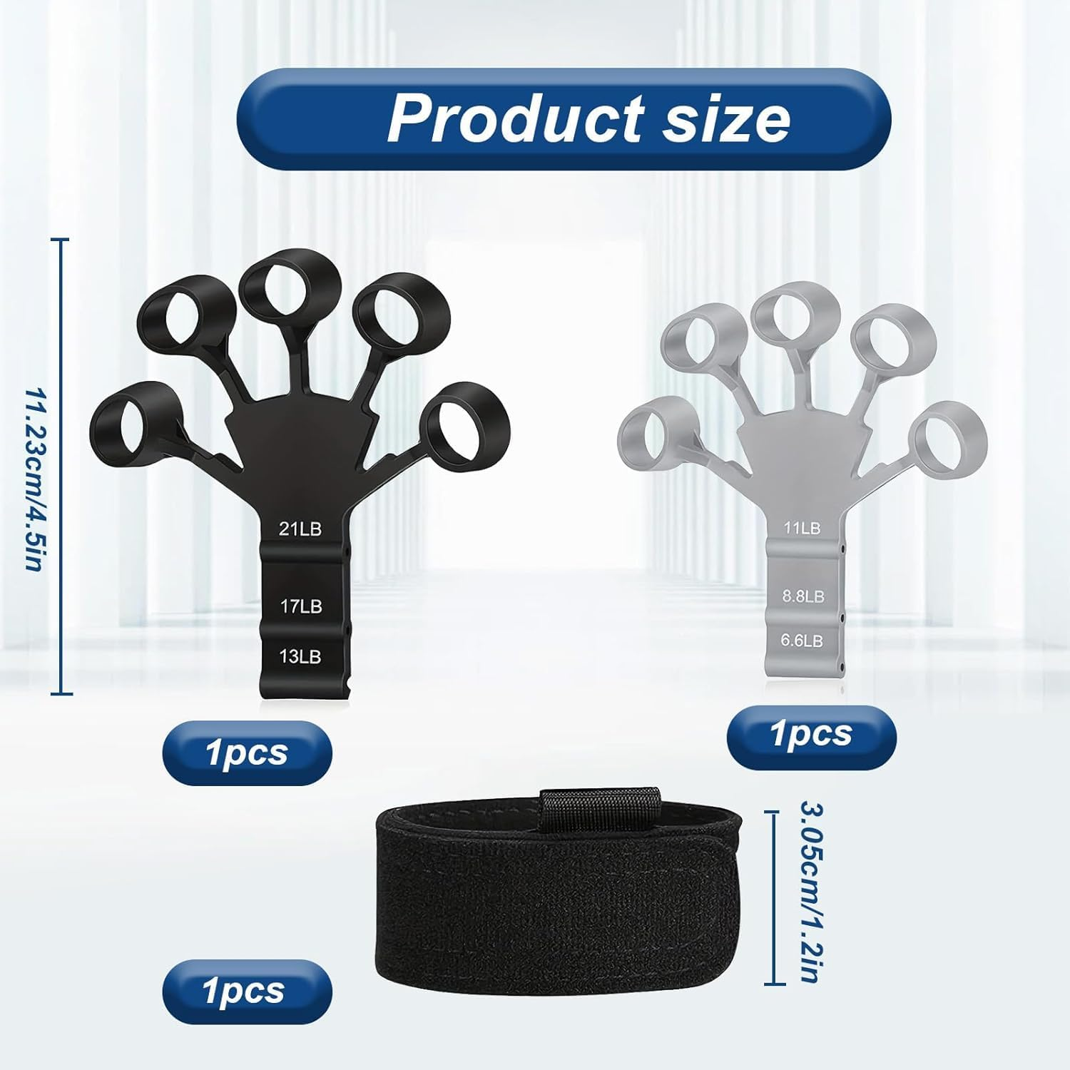 Silicone 5-Finger Finger Trainer Grip Strength Trainer Finger Strengthener, Hand Strengthener, Adjustable Hand Strength, Pain Relief Arthritis (Black + Gray, 2) image number 3