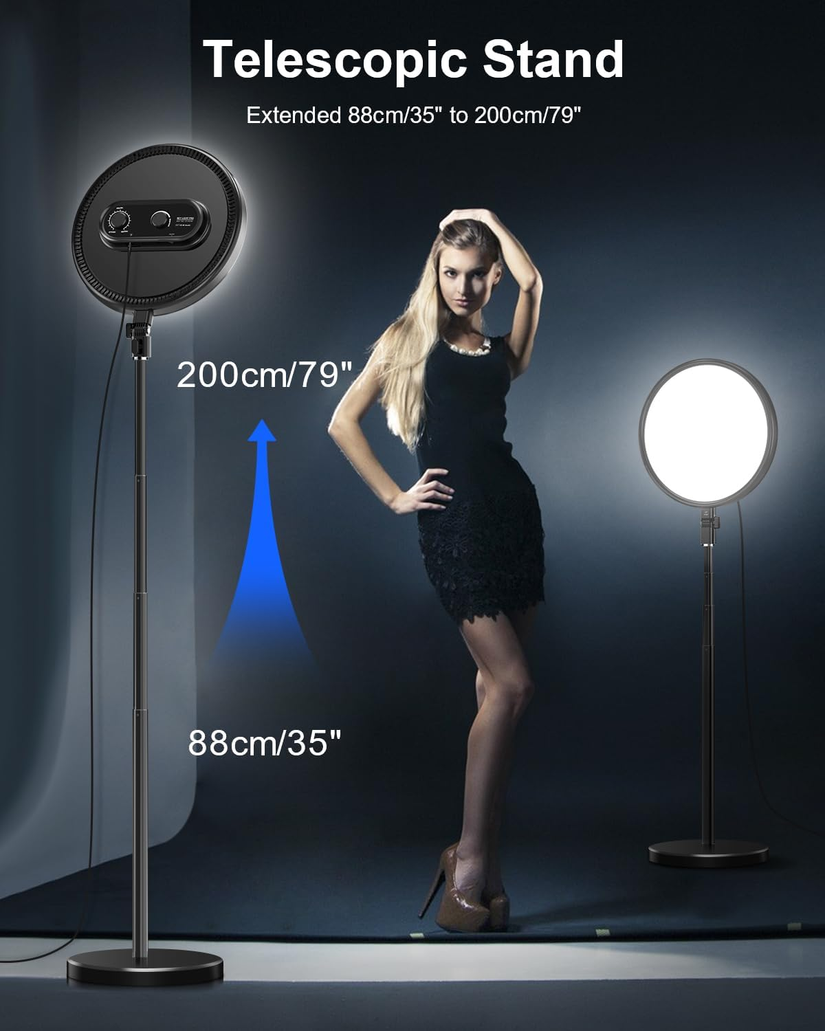 13"/33Cm Large Full-Screen Ring Light with Remote, 6500K Dimmable Professional LED Photography Light and Phone Holder Kit, 200Cm Light Stand for Photography/Video Recording/Tiktok/Youtube image number 4
