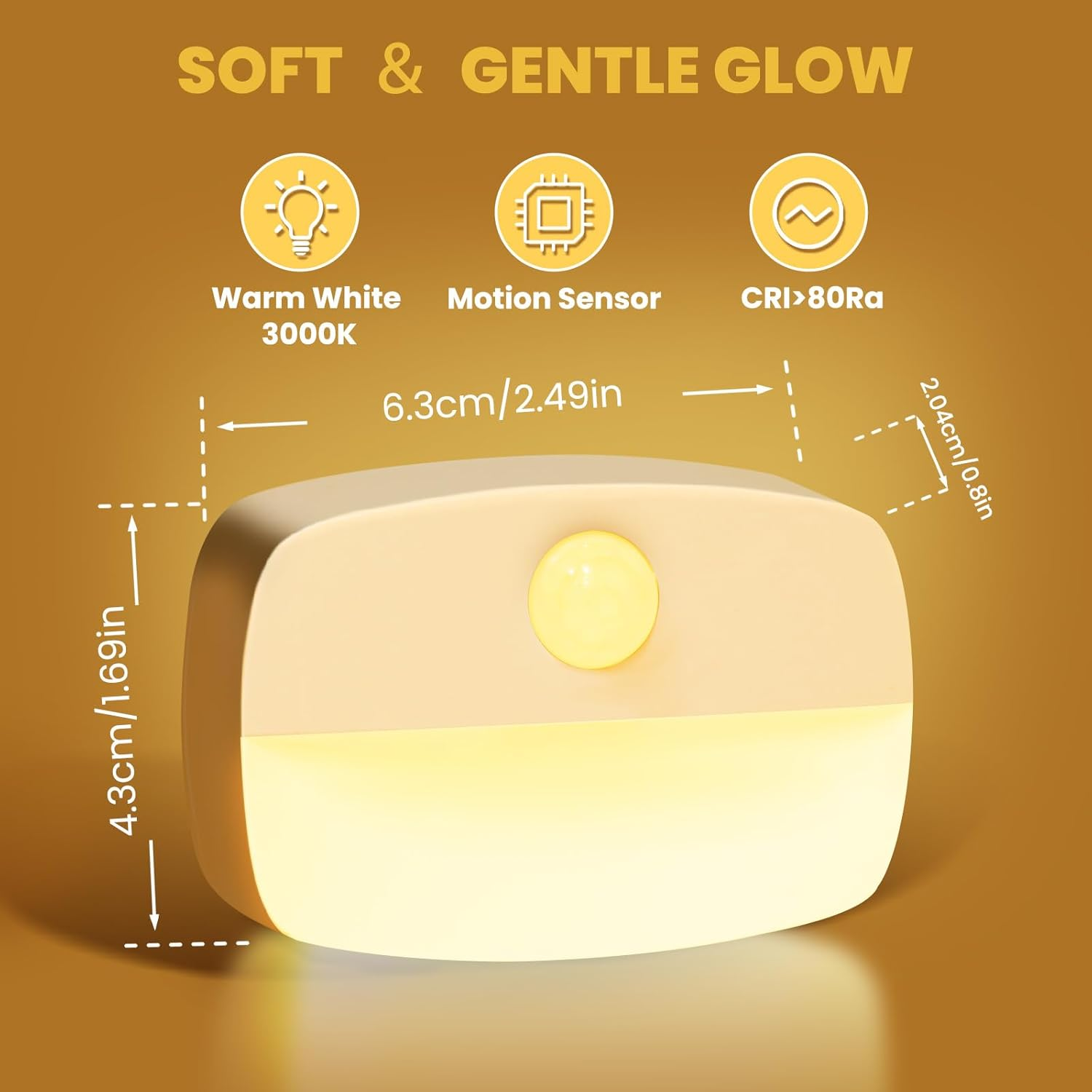 Tobebright Motion Sensor Light Indoor, Battery Powered Led Night Light, Stick on Stair Lights Wall Lights for Hallway, Step, Bathroom, Closet, Bedroom (Warm, 6 Pack)