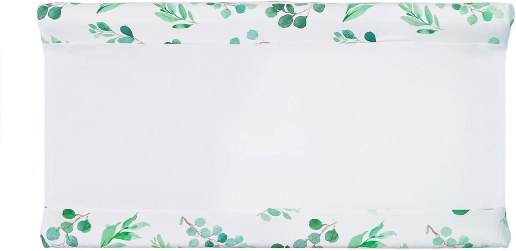 Diaper Change Table Sheets, Quick Dry Removable Comfortable Baby Changing Pad Cover Cotton Soft for Table (Green Leaves, White Plush) image number 3