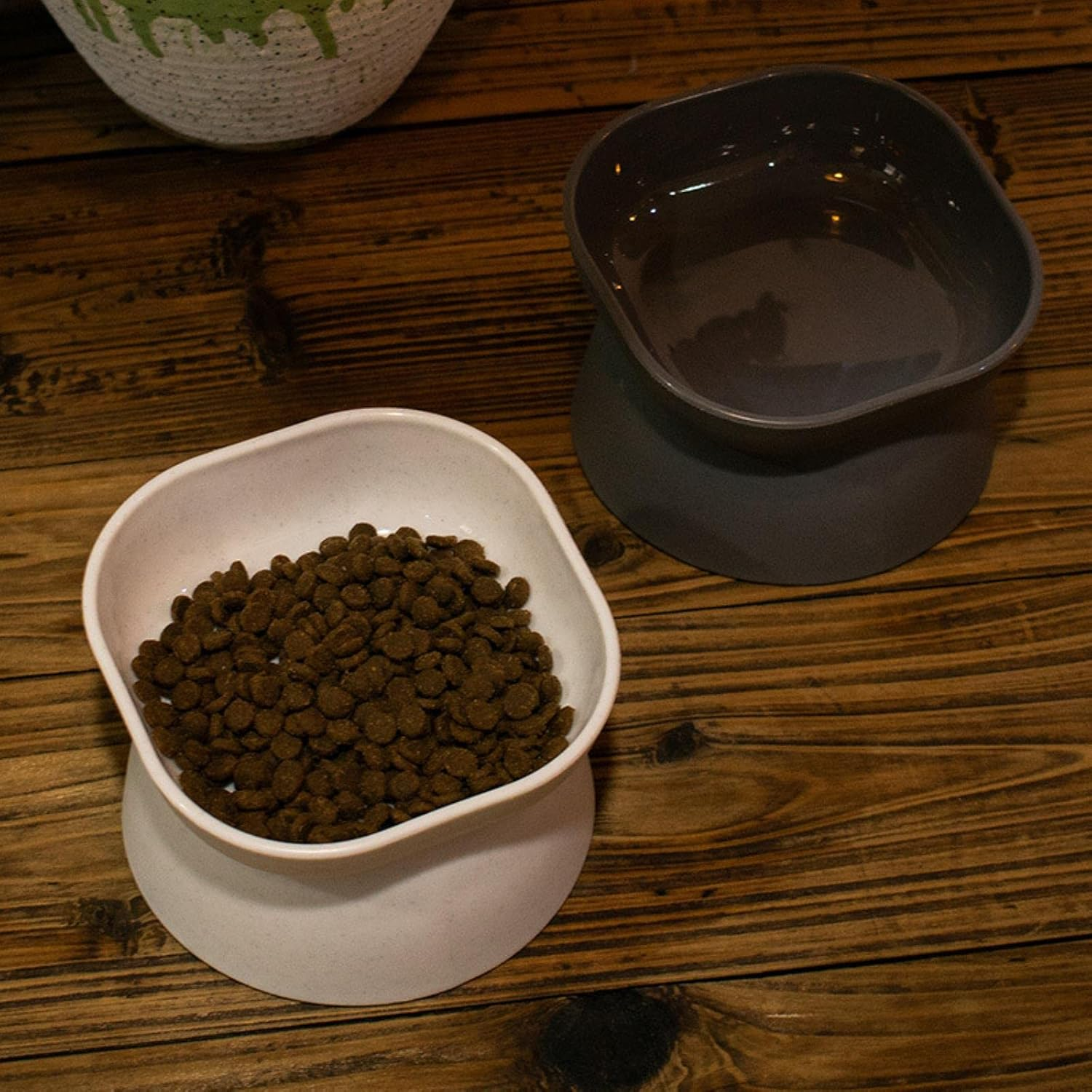 Cat Pet Bowl Cat Bowl Slant Mouth High Leg Neck Dog Bowl Large Capacity Cat Bowl Dog Bowl Pet Food Utensils-Dark Grey